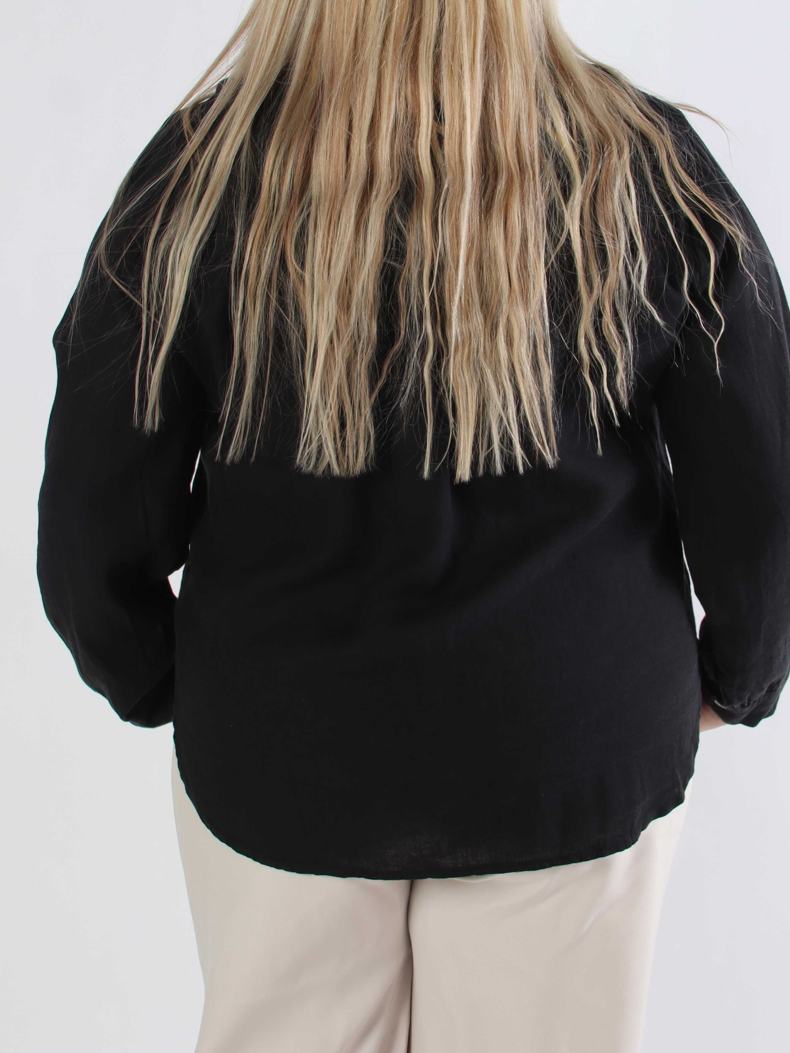 Clara Shirt - Ensfarvet plus size skjorte i viskose og hør