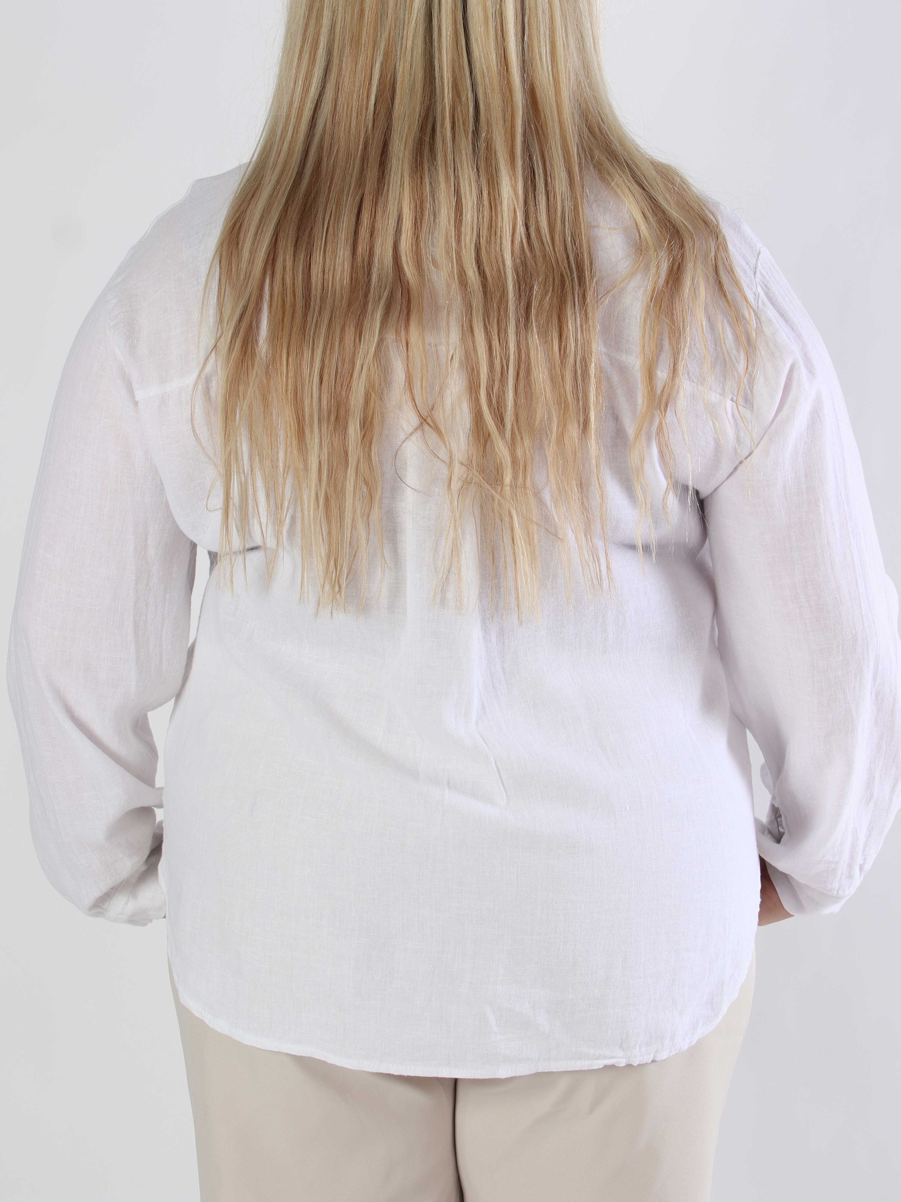 Clara Shirt - Ensfarvet plus size skjorte i viskose og hør