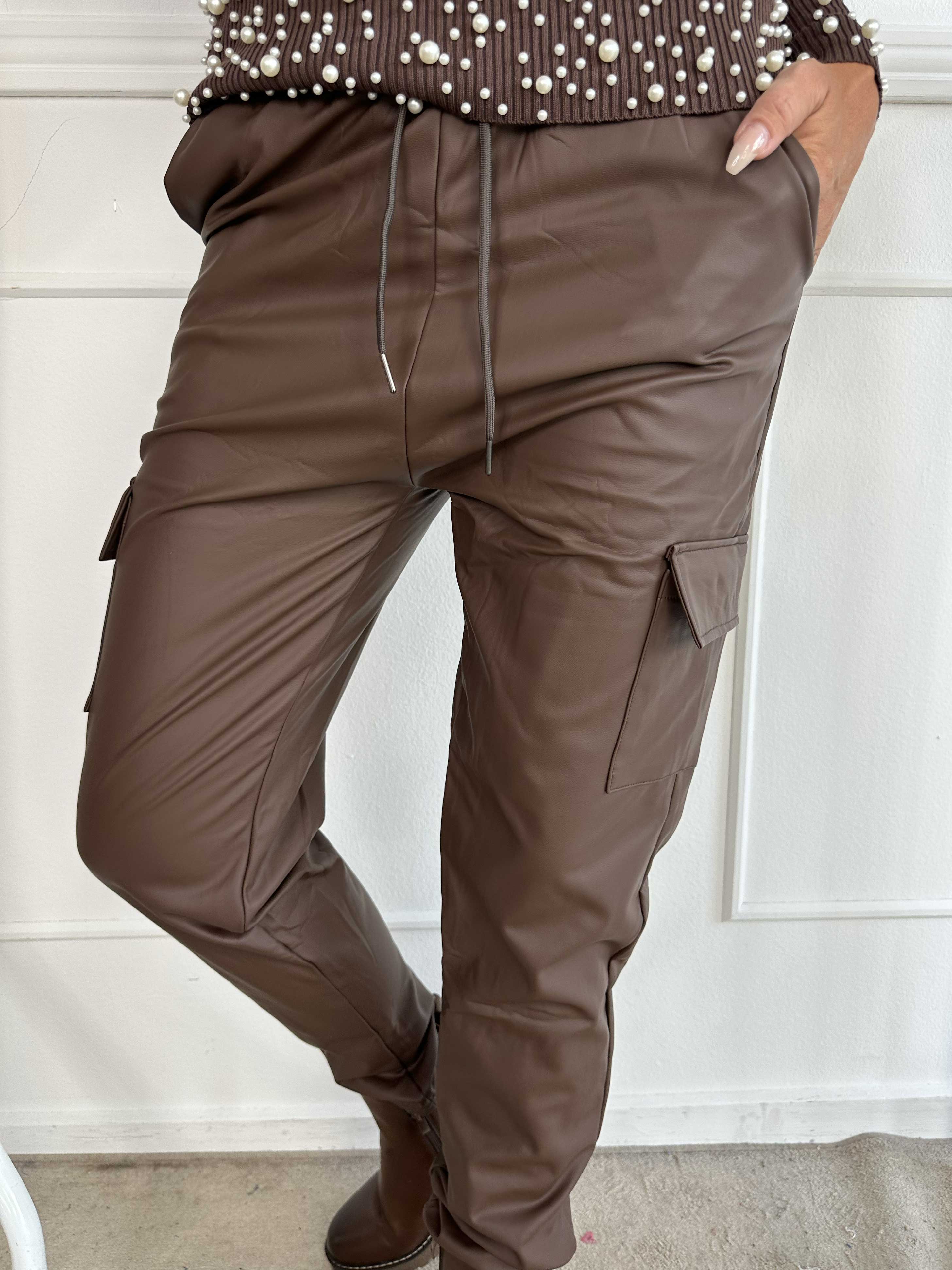 Corinna - Fede cargobukser i læderlook