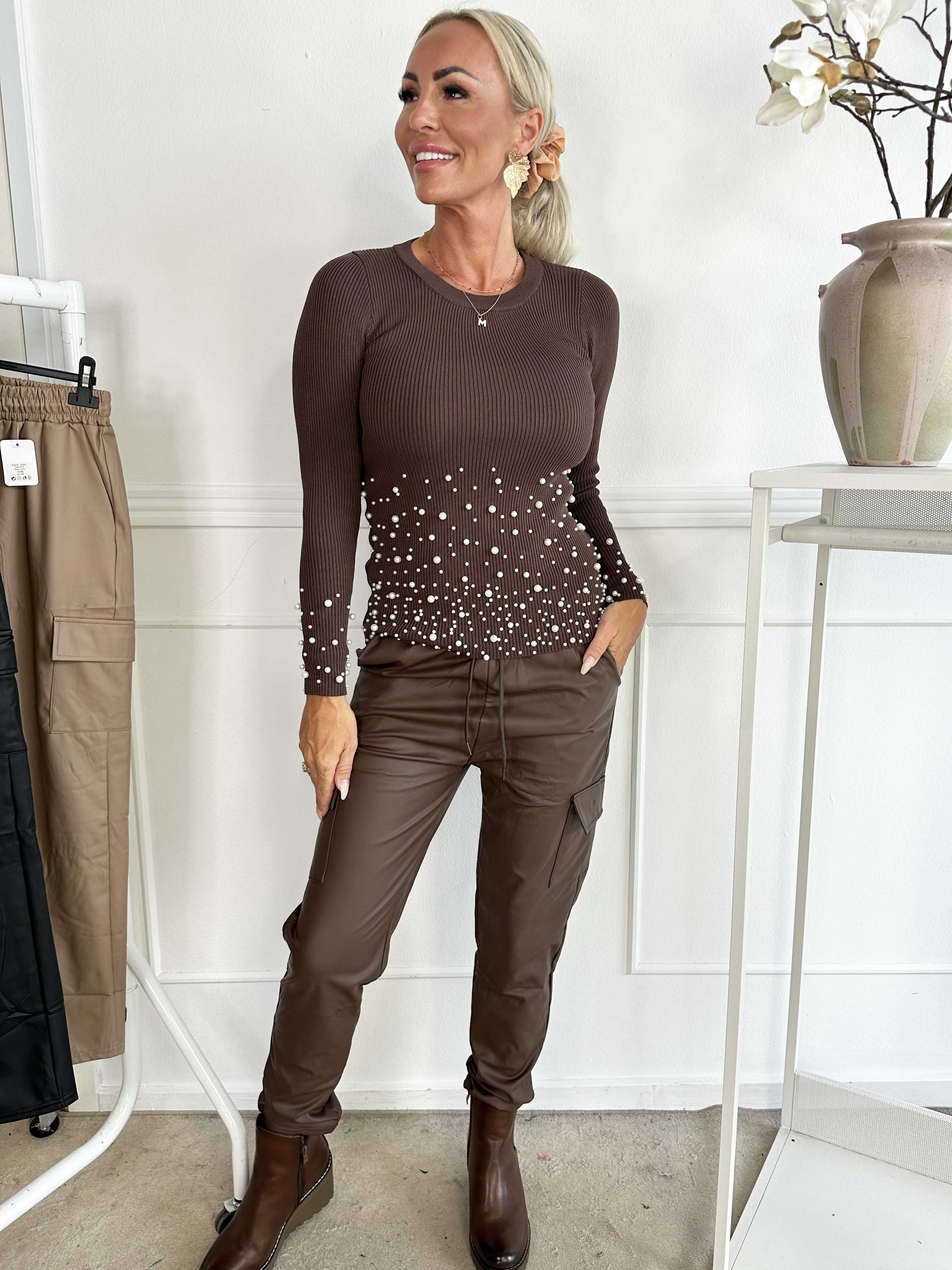 Corinna - Fede cargobukser i læderlook