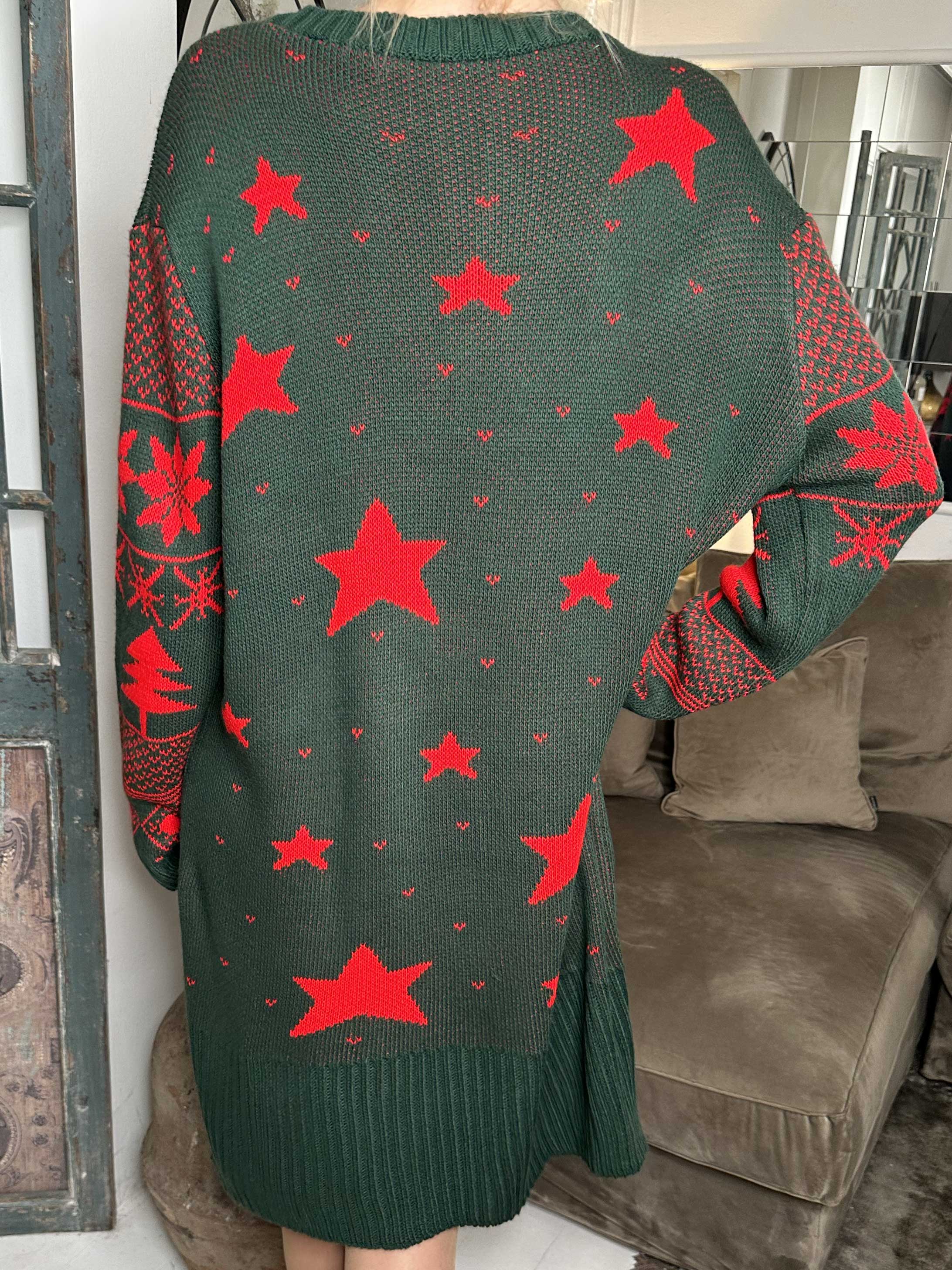 Christmas - Julestrikkjole med merry christmas stående