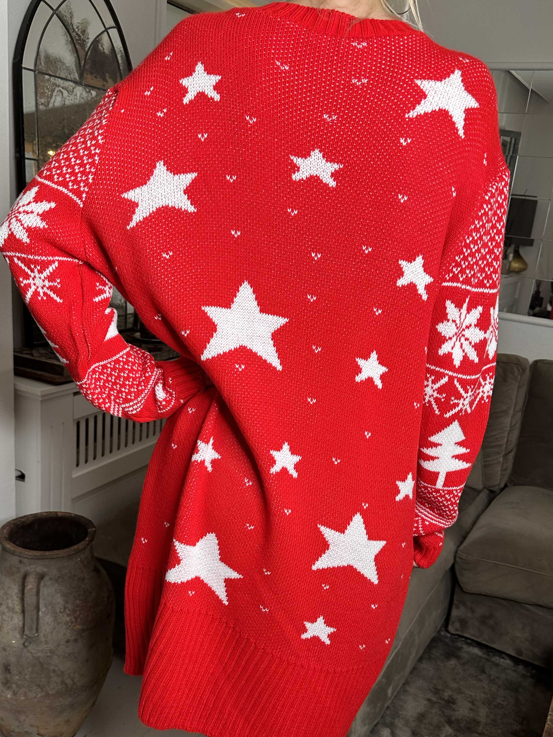 Christmas - Julestrikkjole med merry christmas stående