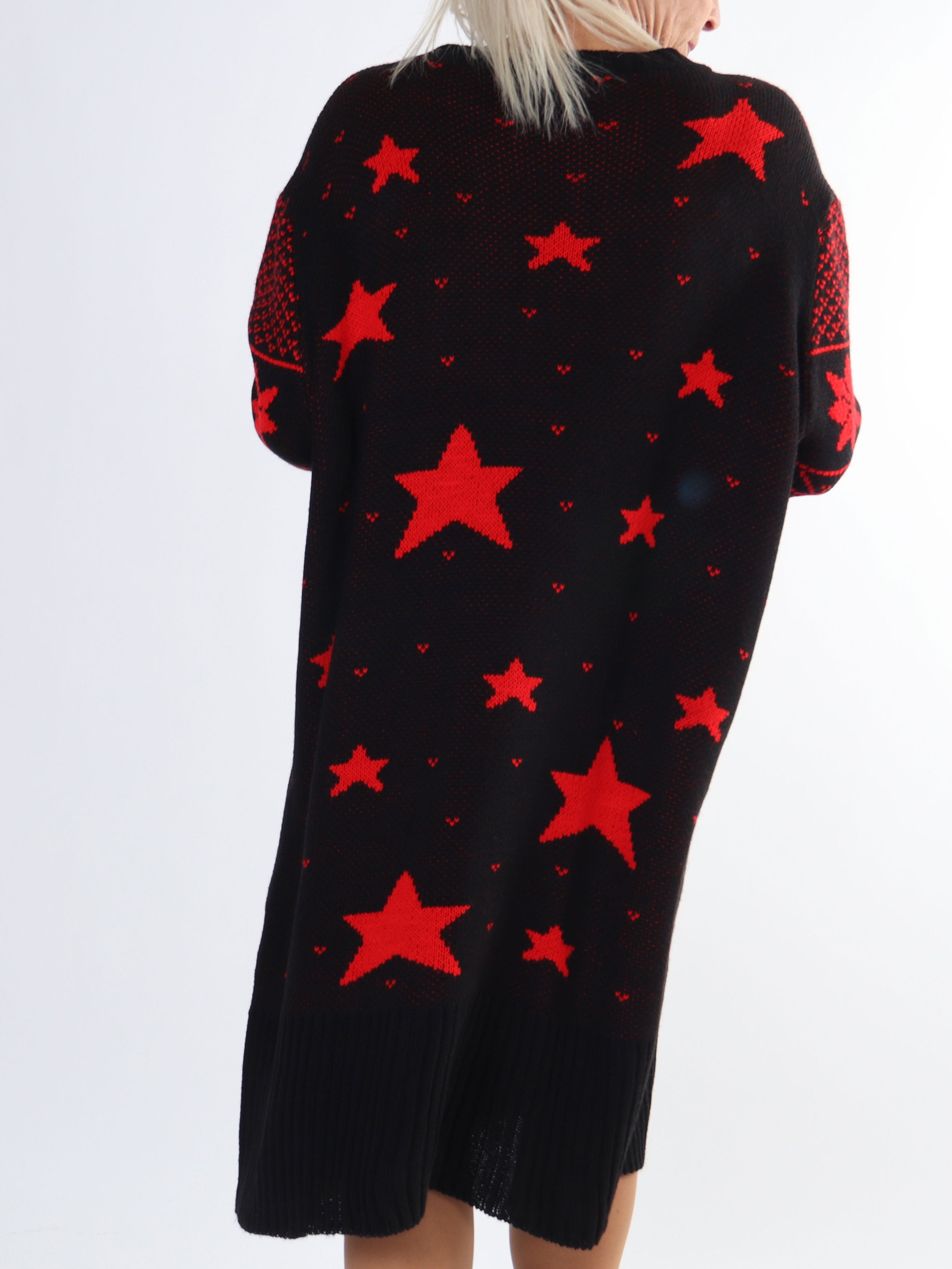 Christmas - Plus size julestrikkjole med merry christmas stående