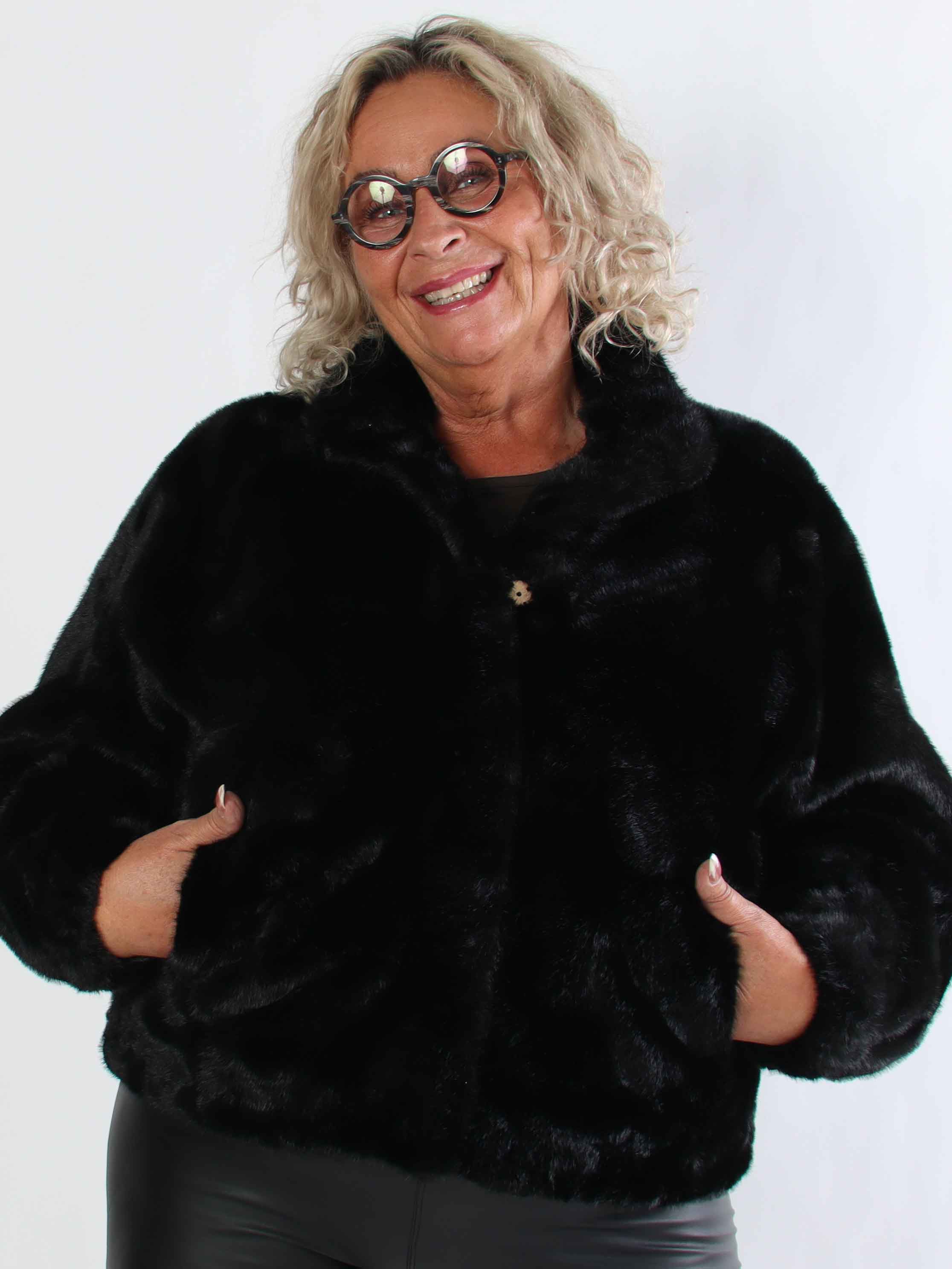 Daniela - Blød faux fur bomberjakke