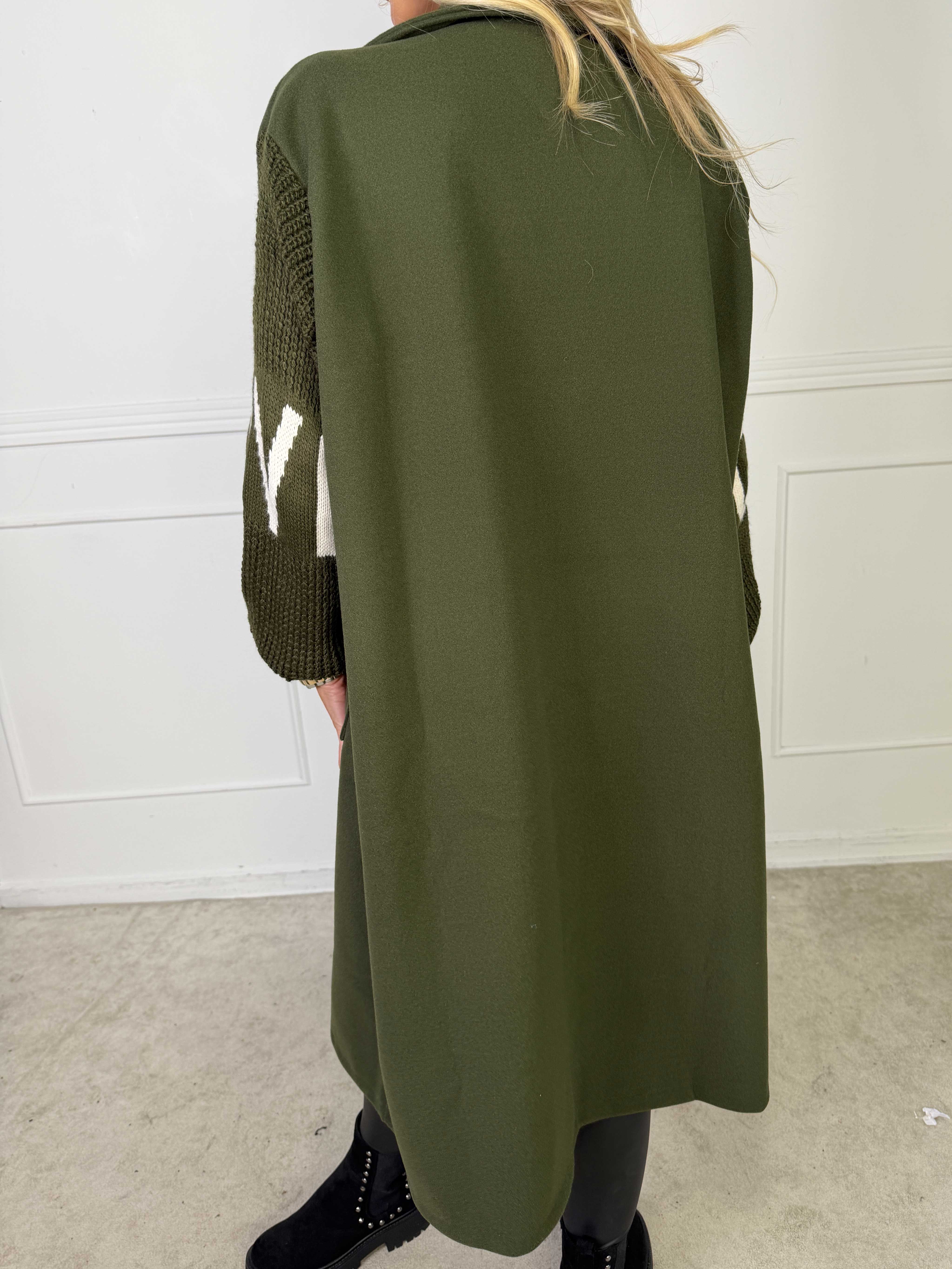 Debbie Midi - Fin frakke med strikærmer