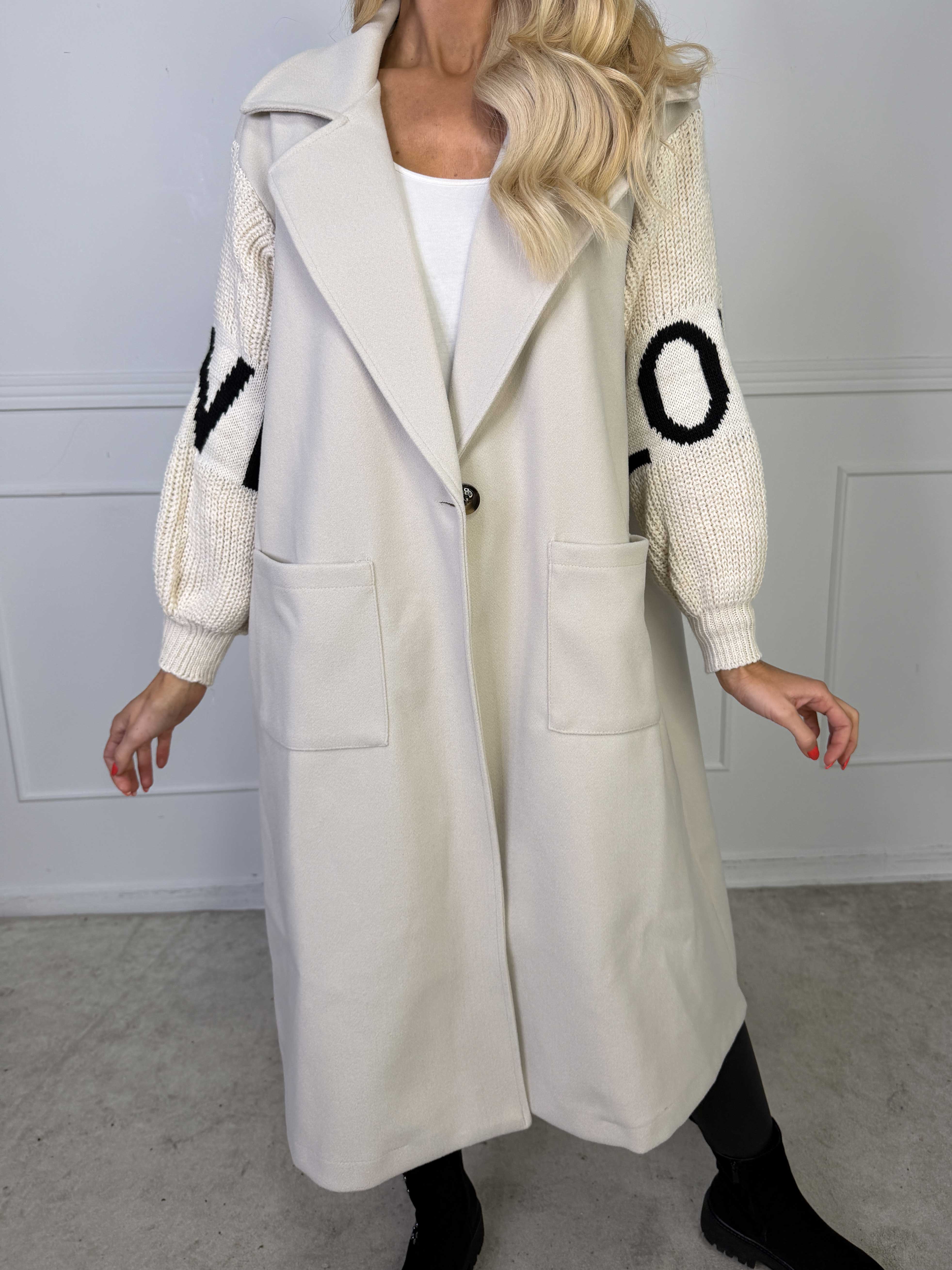 Debbie Midi - Fin frakke med strikærmer