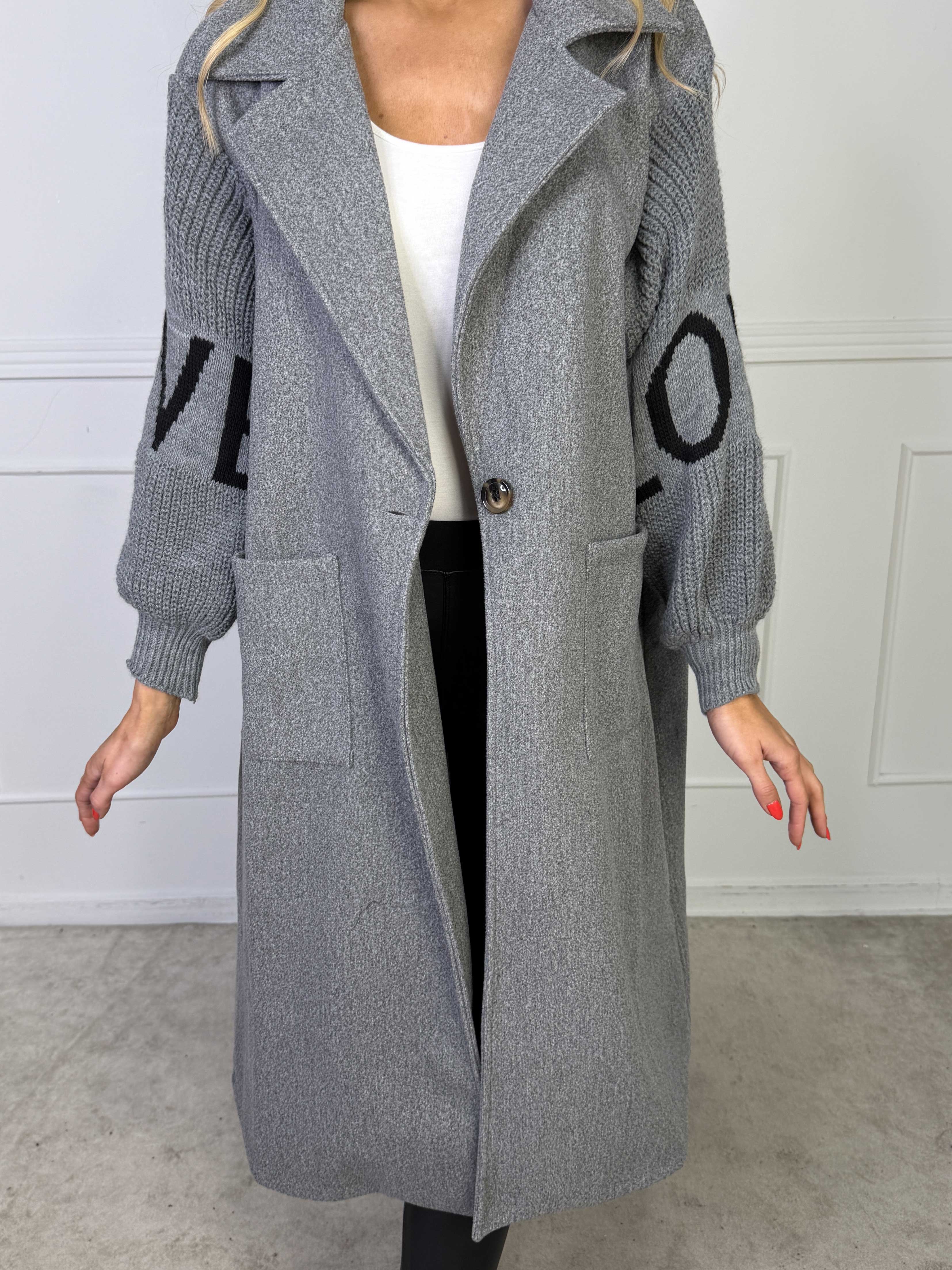 Debbie Midi - Fin frakke med strikærmer