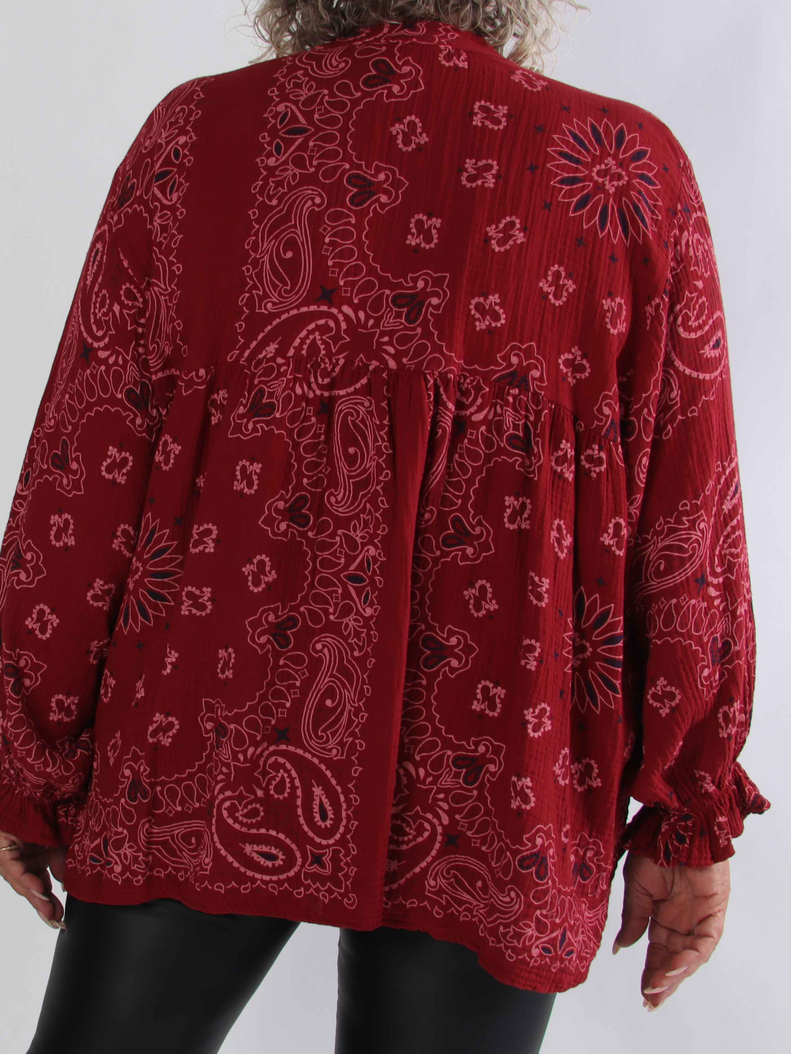 Diva Paisley - Plus size tunika i blødt bomulds musselin-stof med paisley mønster