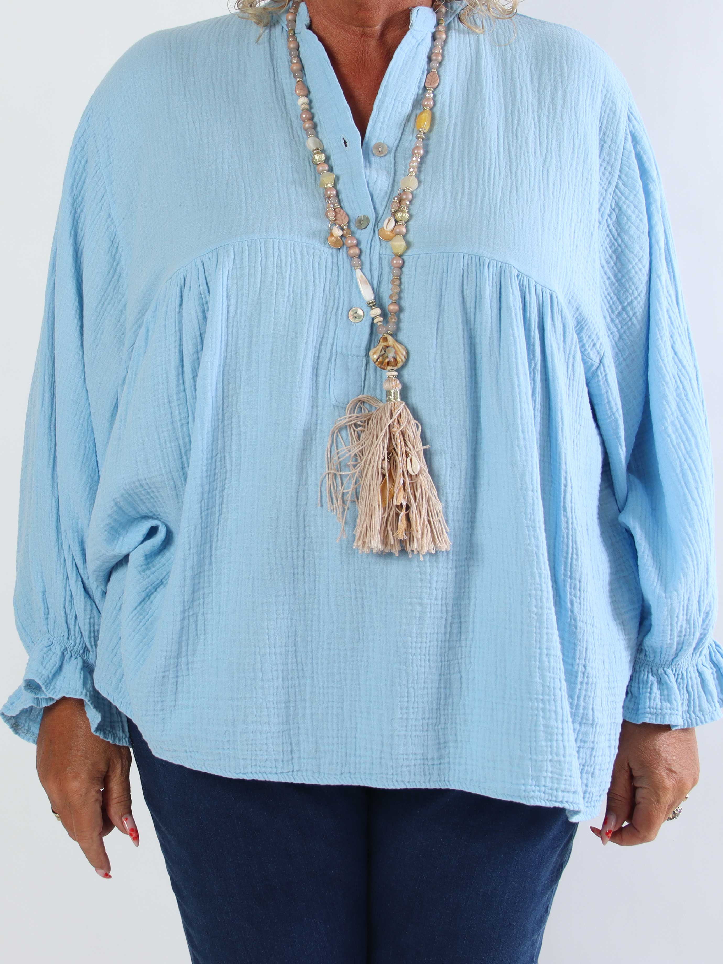 Diva Plain - Plus size tunikaskjorte i blødt musselin-stof