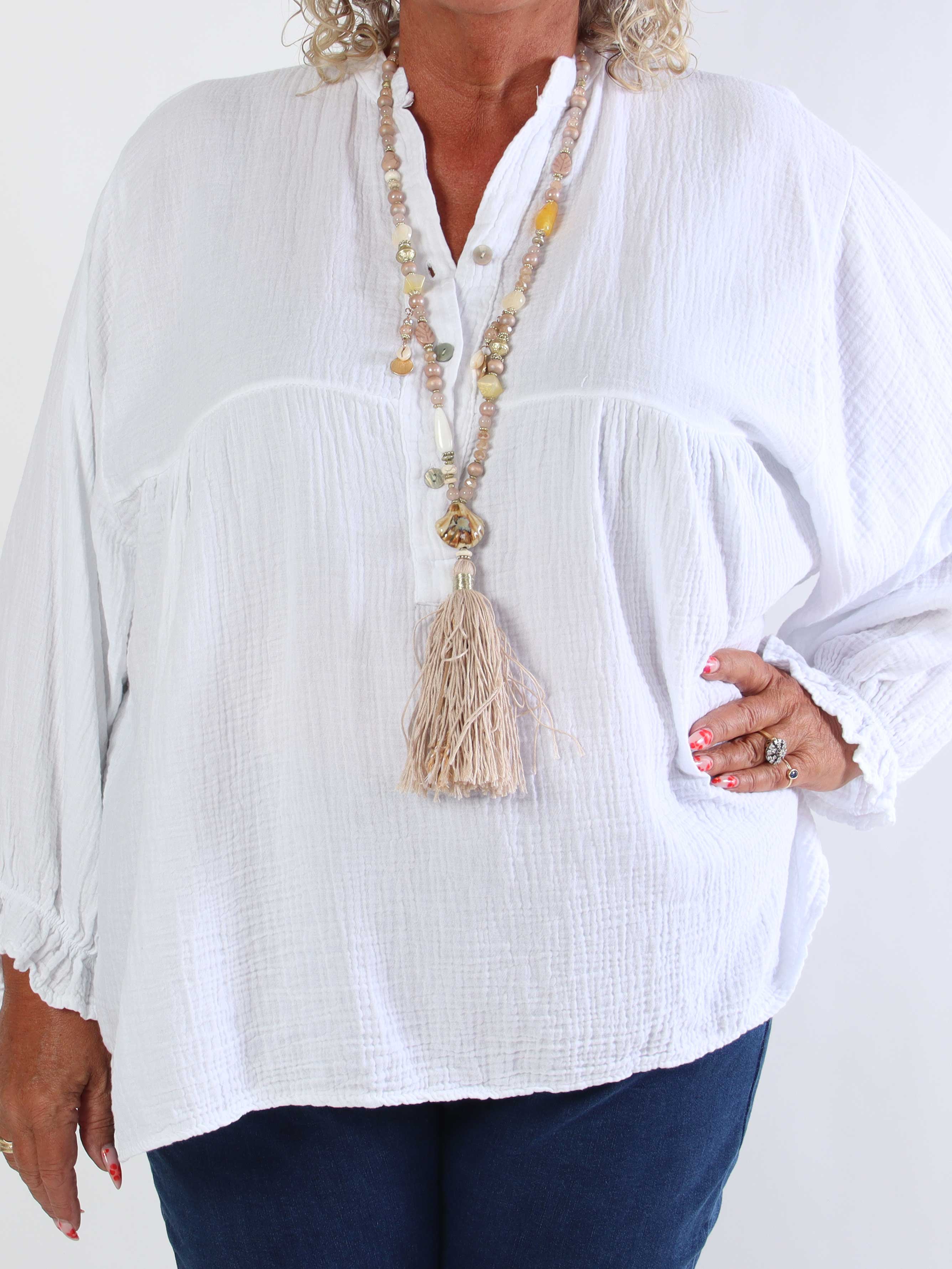 Diva Plain - Plus size tunikaskjorte i blødt musselin-stof
