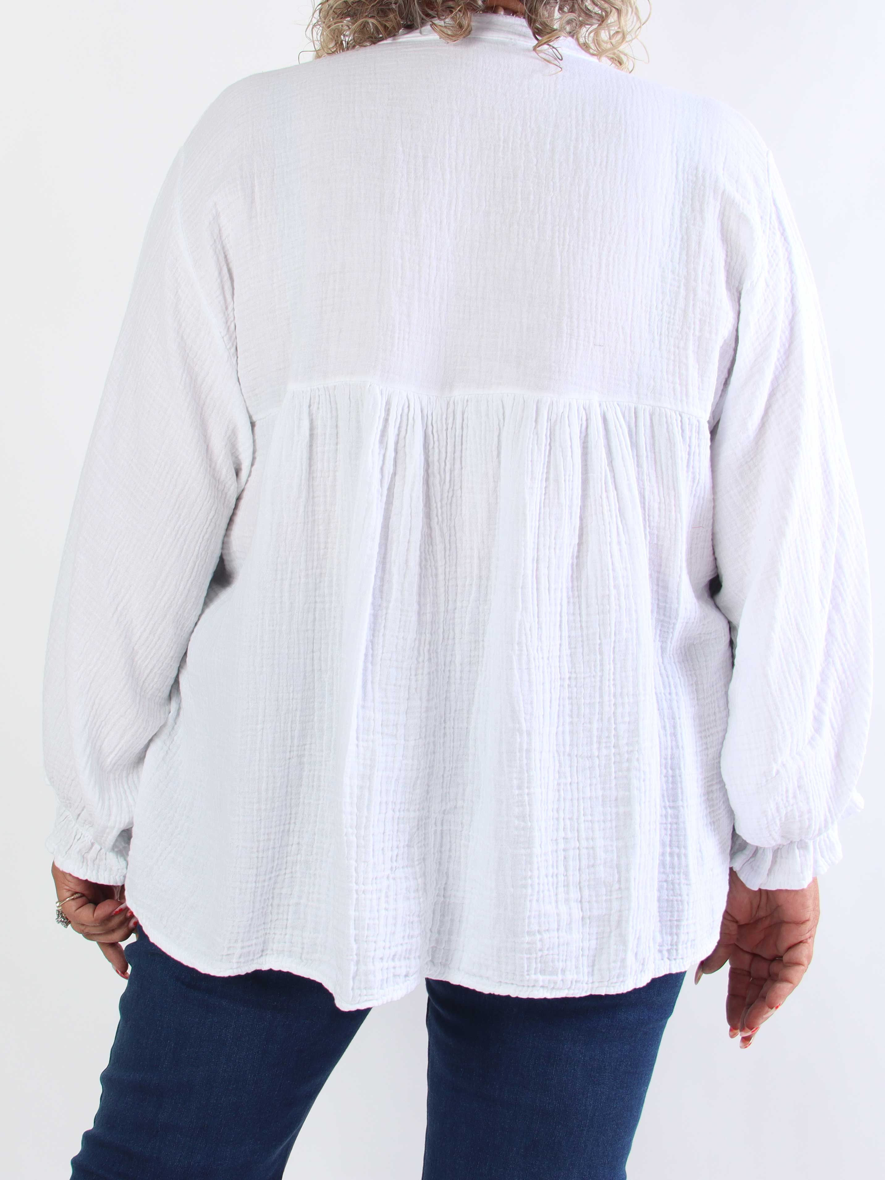 Diva Plain - Plus size tunikaskjorte i blødt musselin-stof