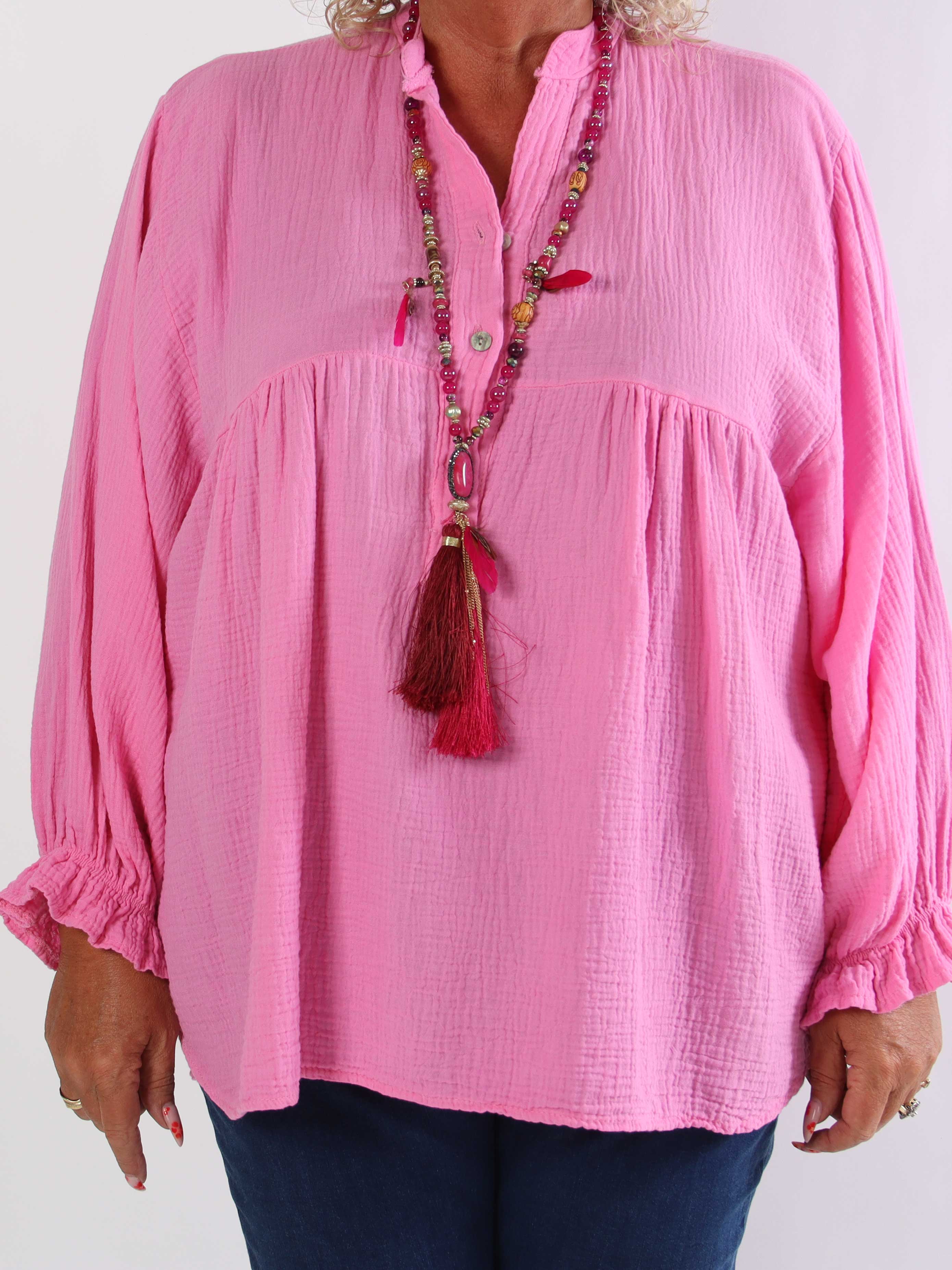 Diva Plain - Plus size tunikaskjorte i blødt musselin-stof