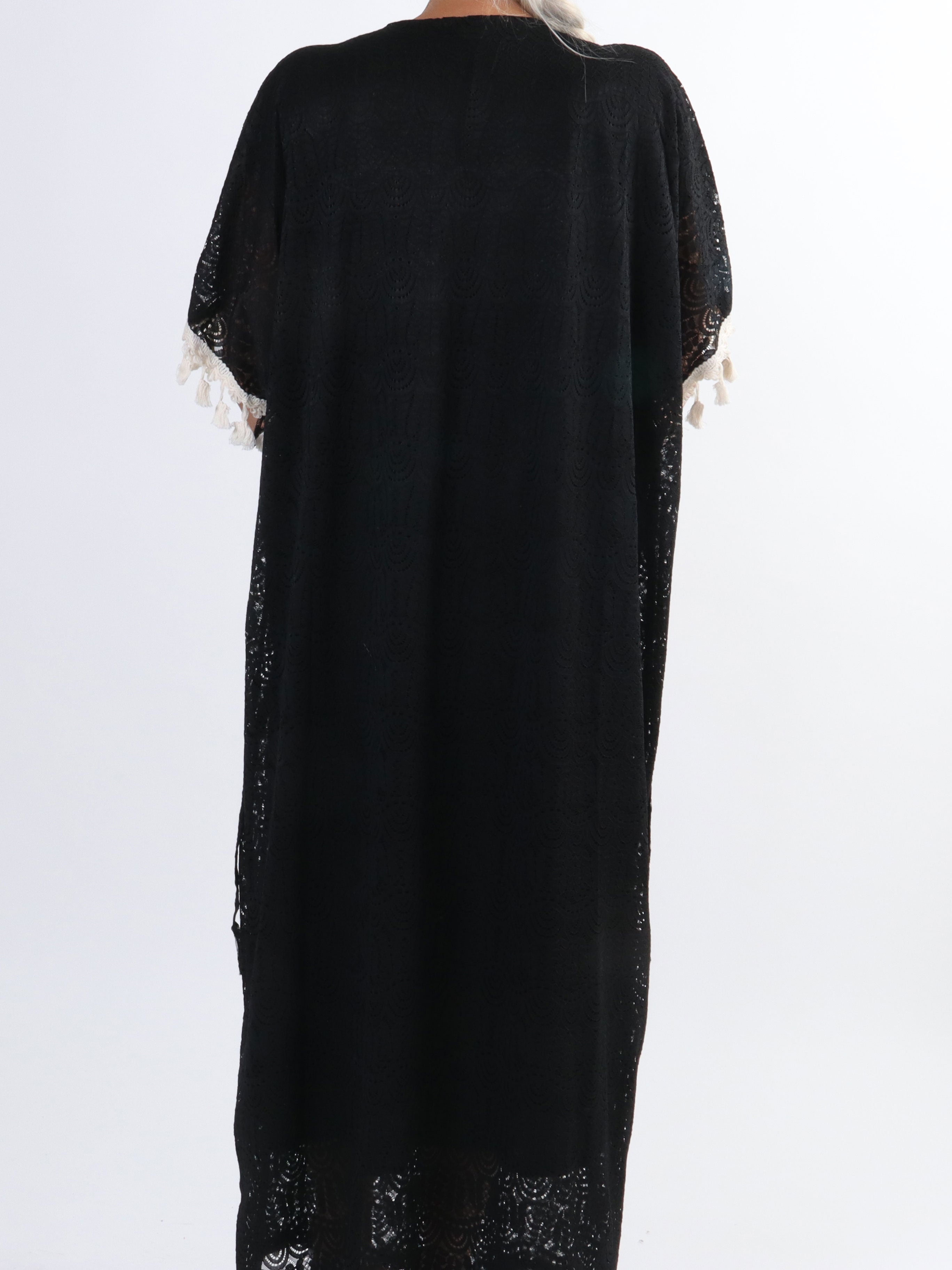 Dua - Lang plus size tunikakjole i blonde med broderet detaljer