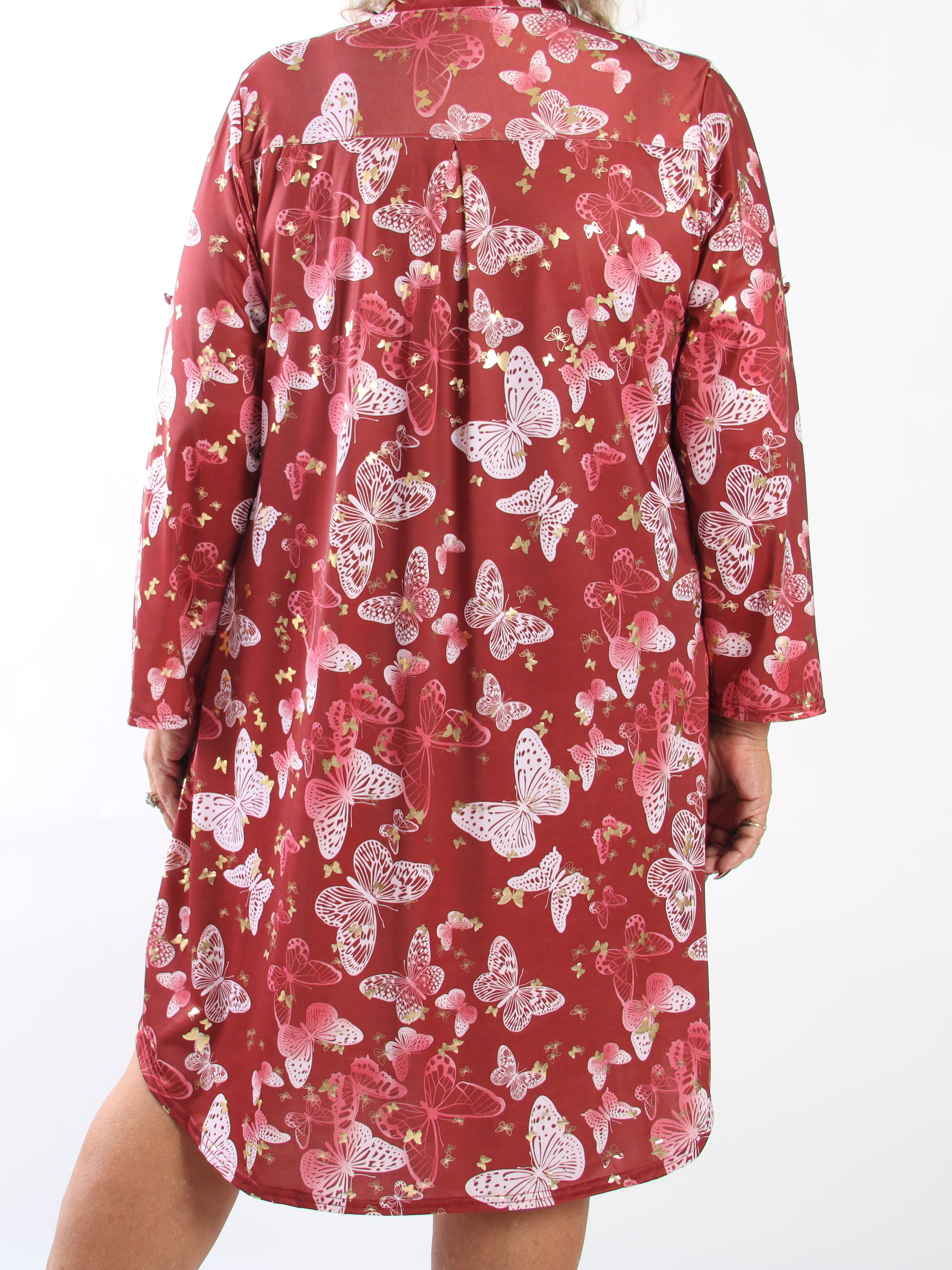 Ebba Butterfly - Elastisk plus size kjole med sommerfugle print
