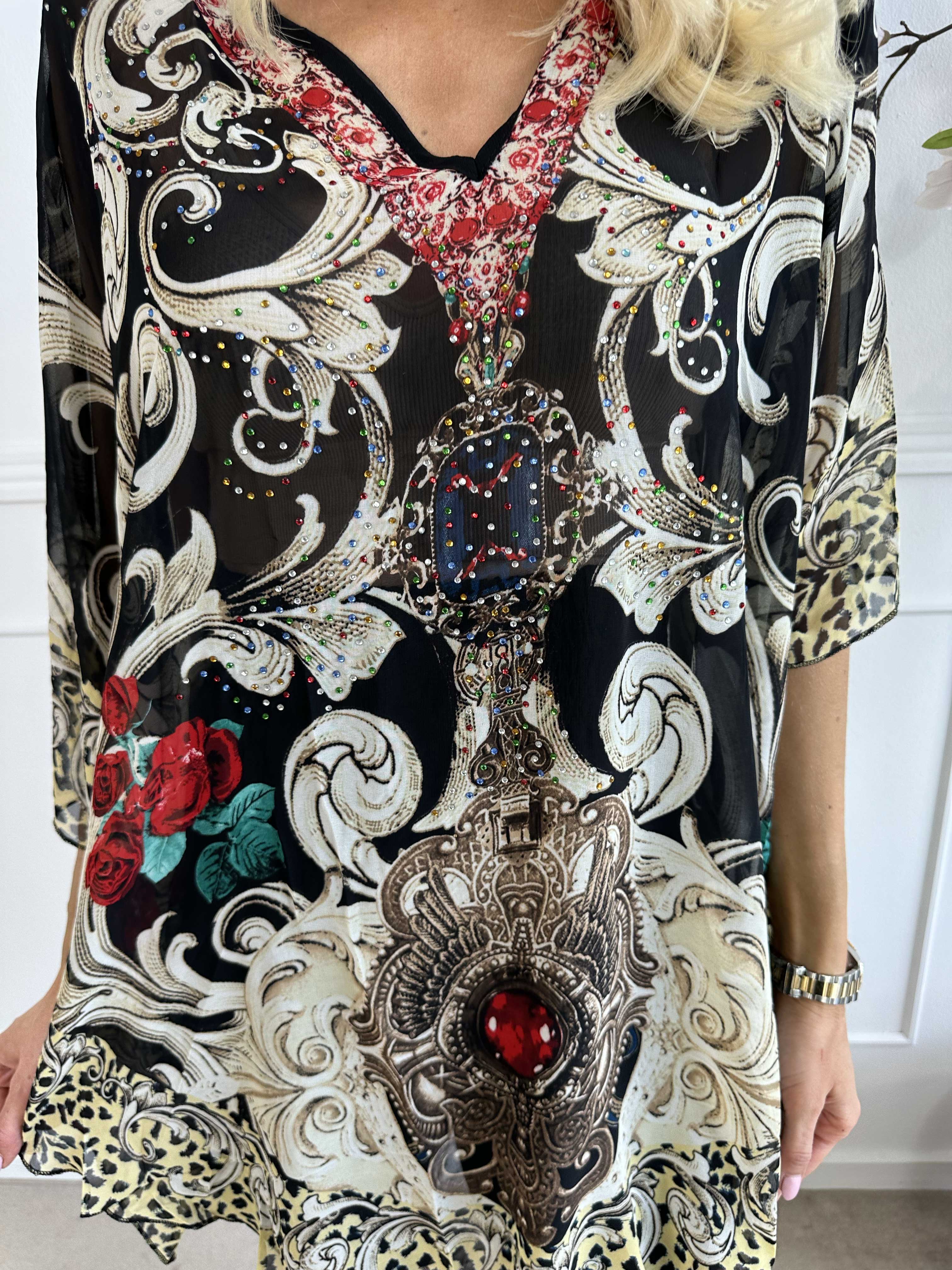 Elina - Semitransparent tunika med mønster og similisten