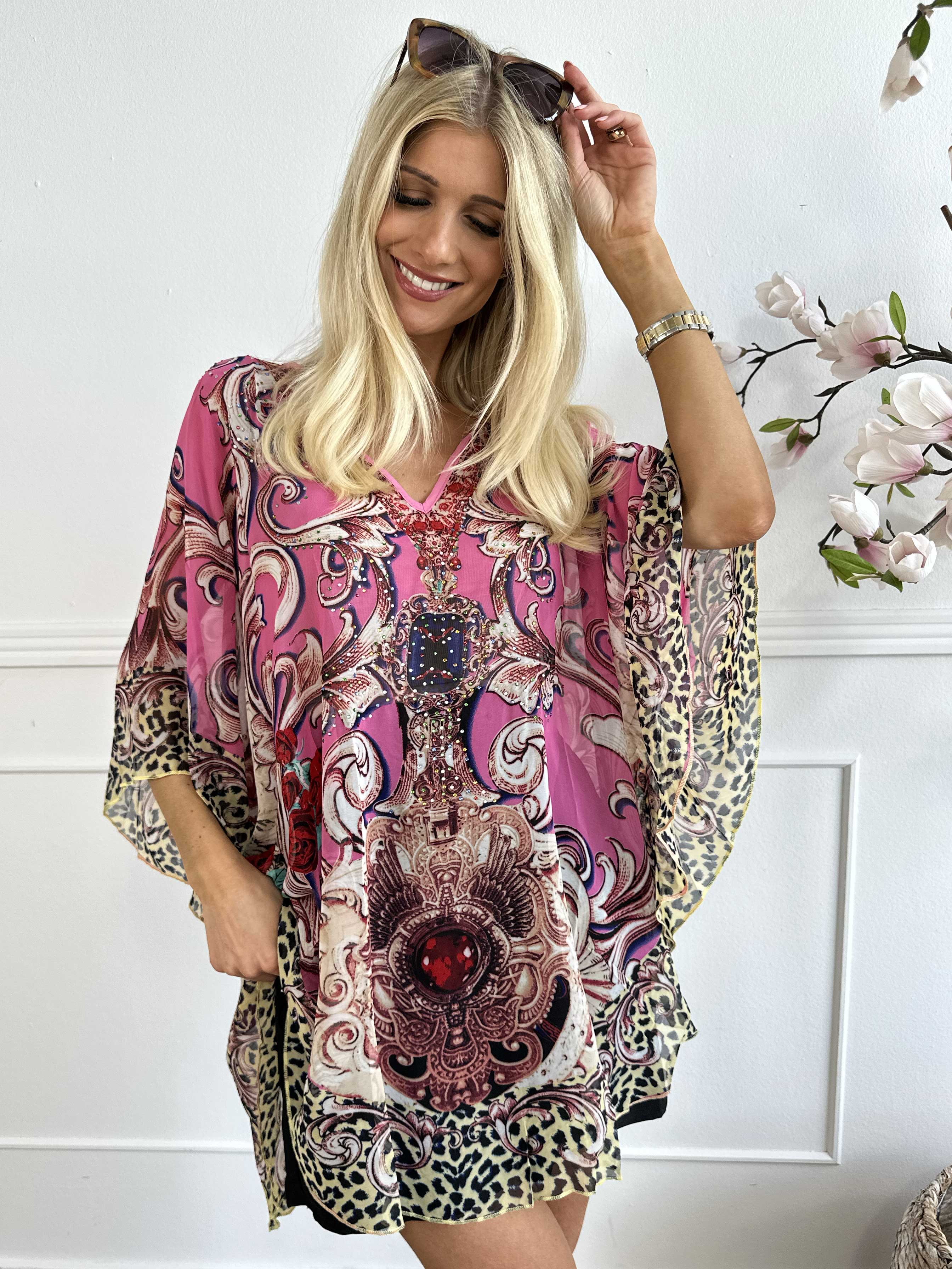 Elina - Semitransparent tunika med mønster og similisten