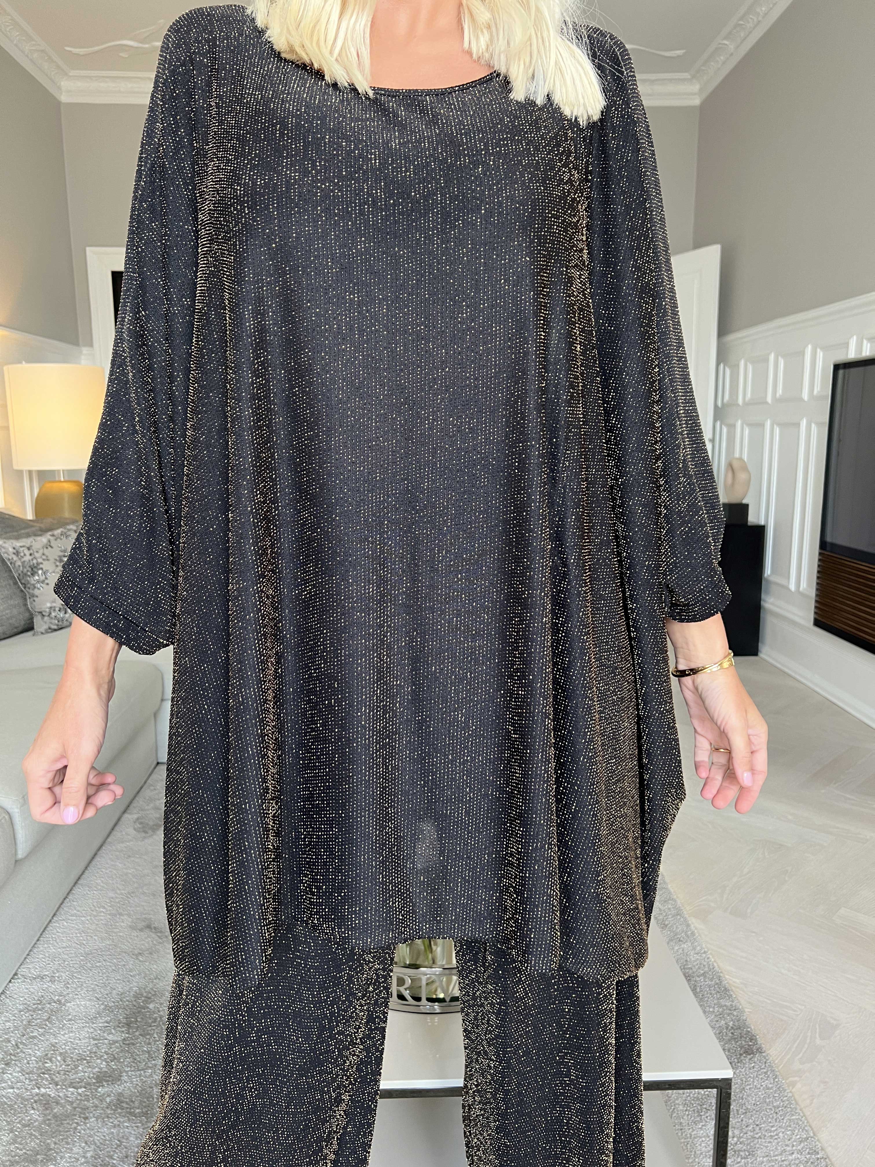 Estella Glitter - Oversized tunika med flagermusærmer