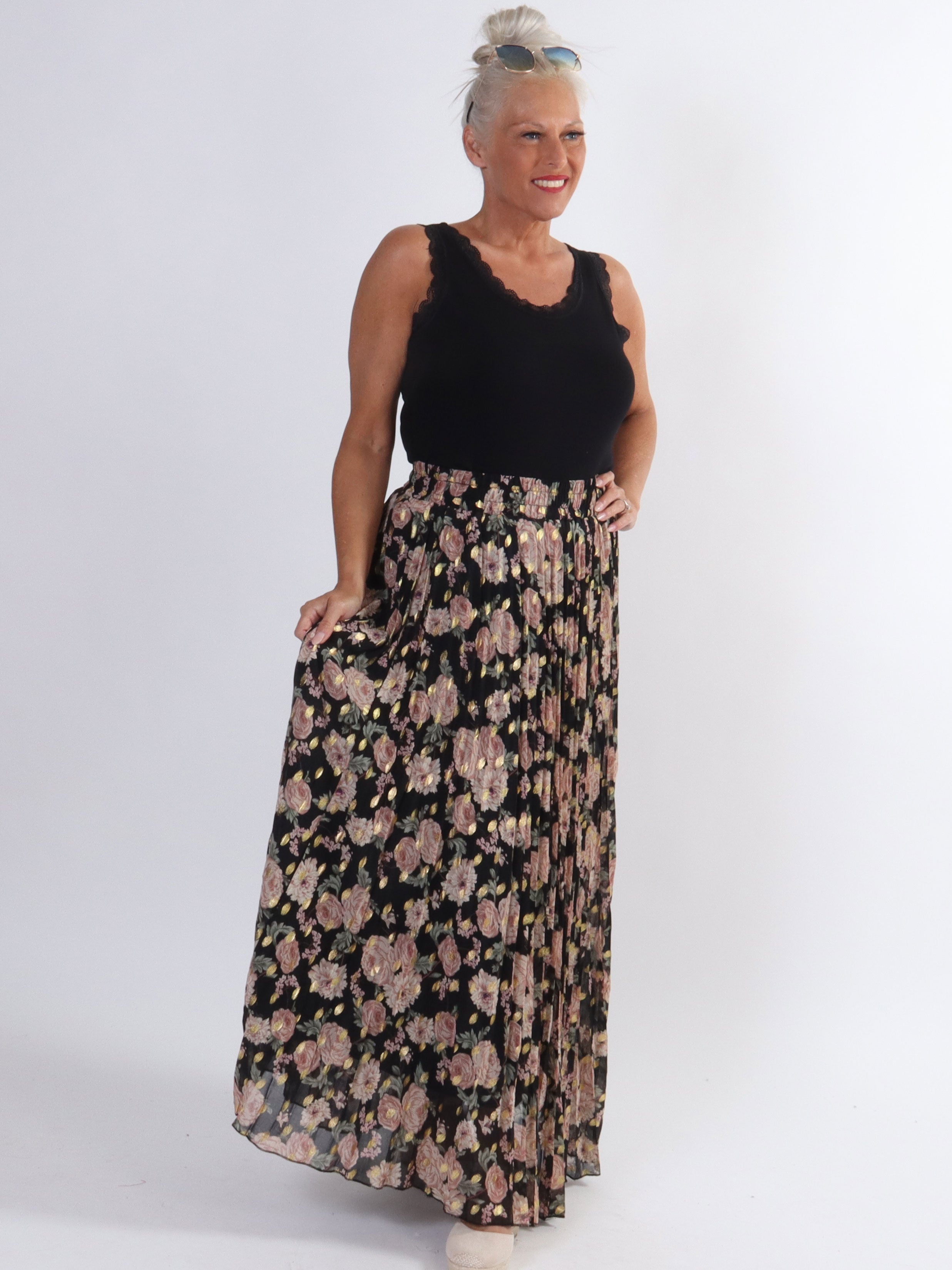 Josefine - Sød plisseret nederdel med blomsterprint