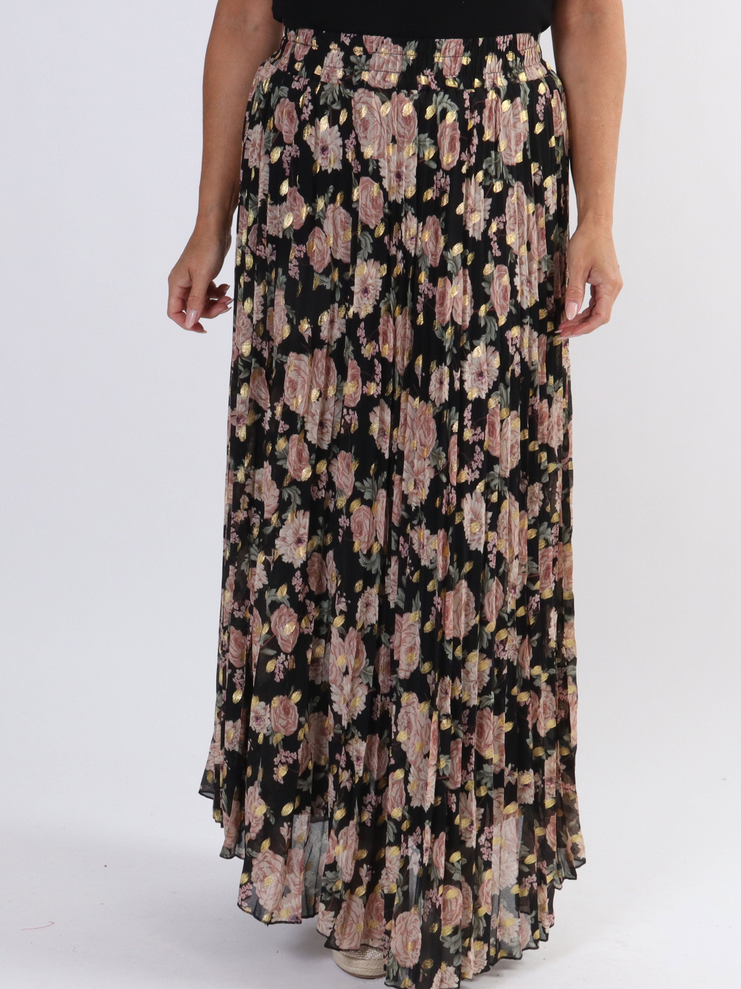 Josefine - Sød plisseret nederdel med blomsterprint