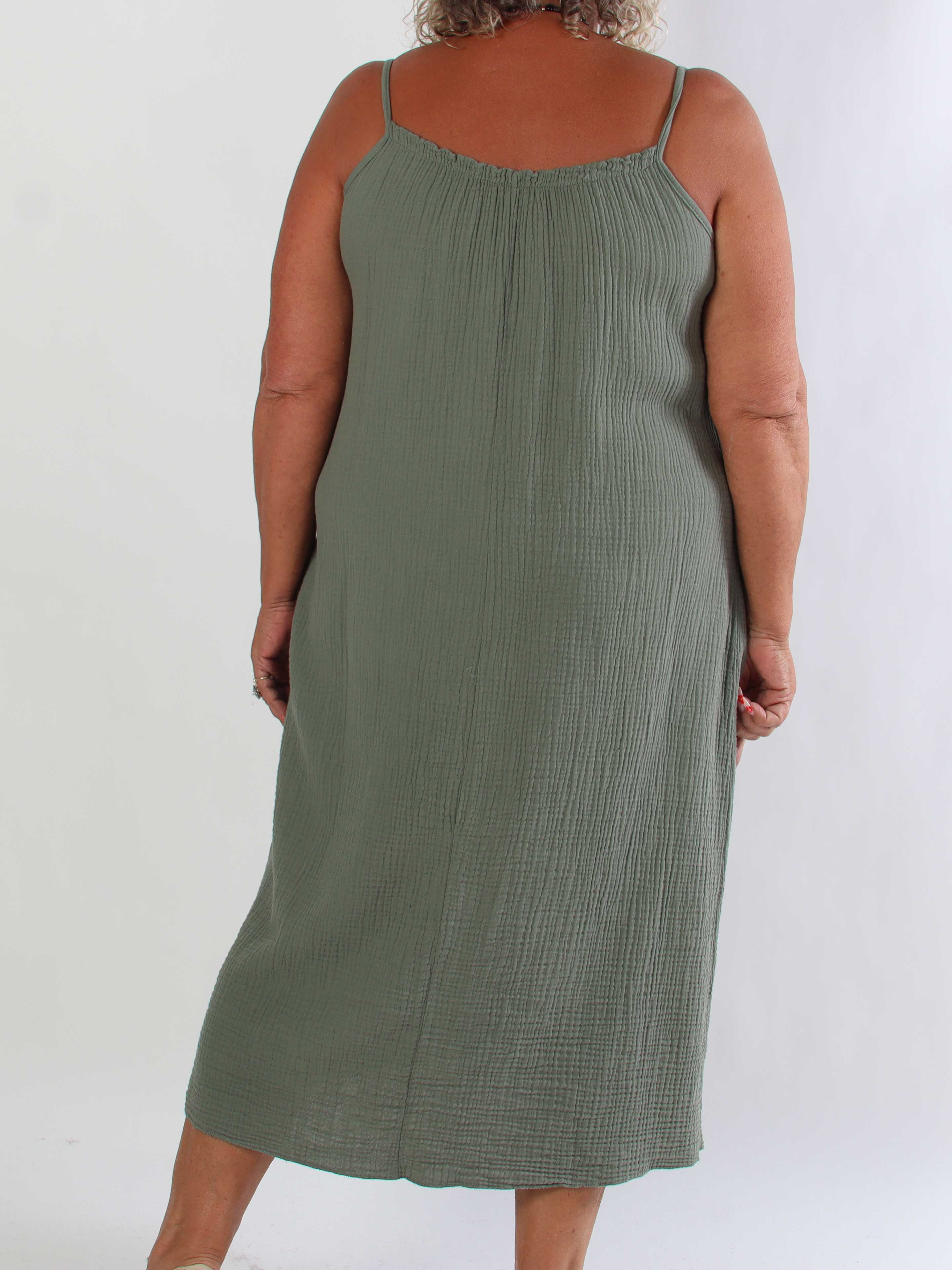 Kamma - Plus size stropkjole i blødt musselinbomuld