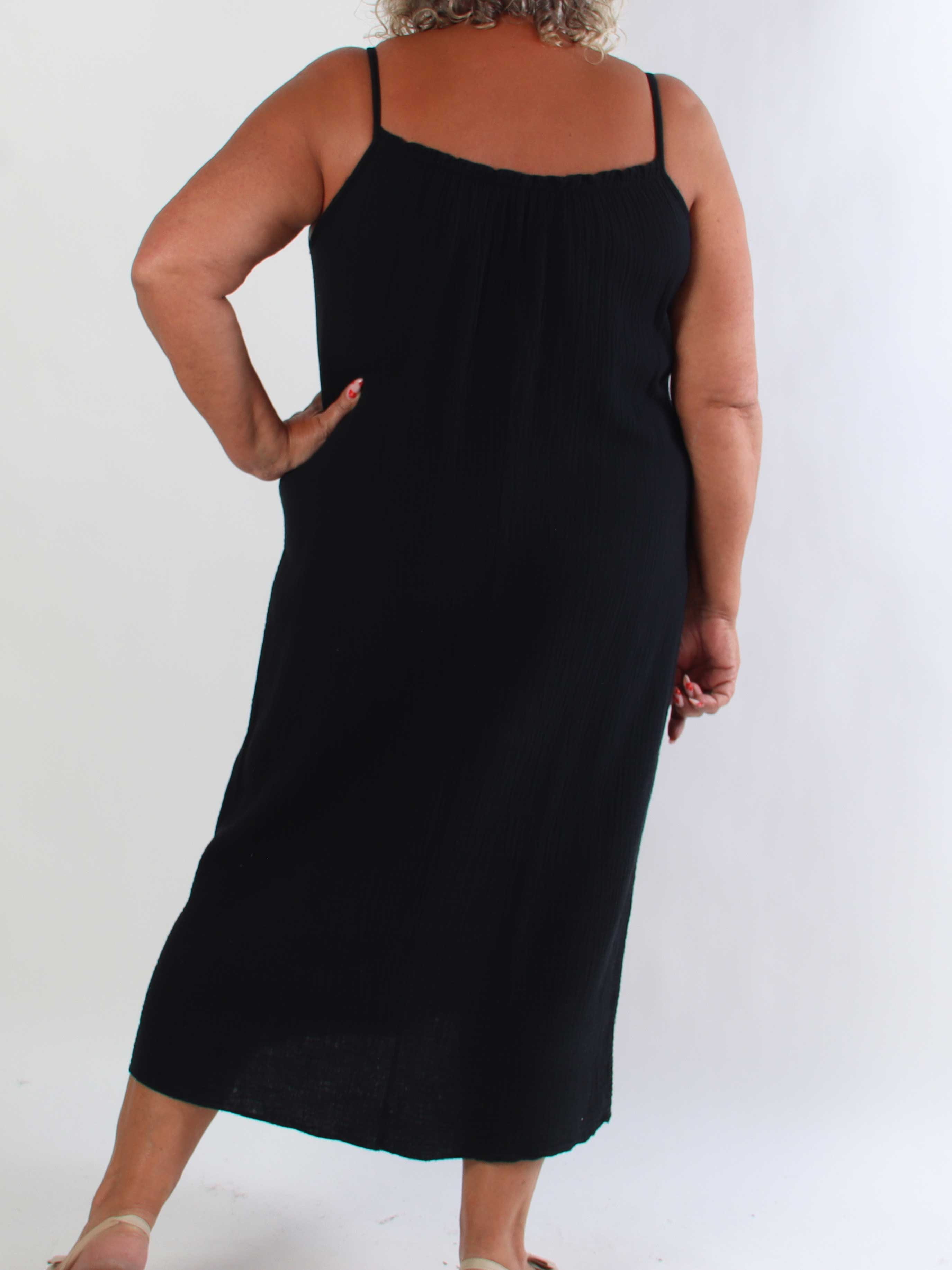Kamma - Plus size stropkjole i blødt musselinbomuld