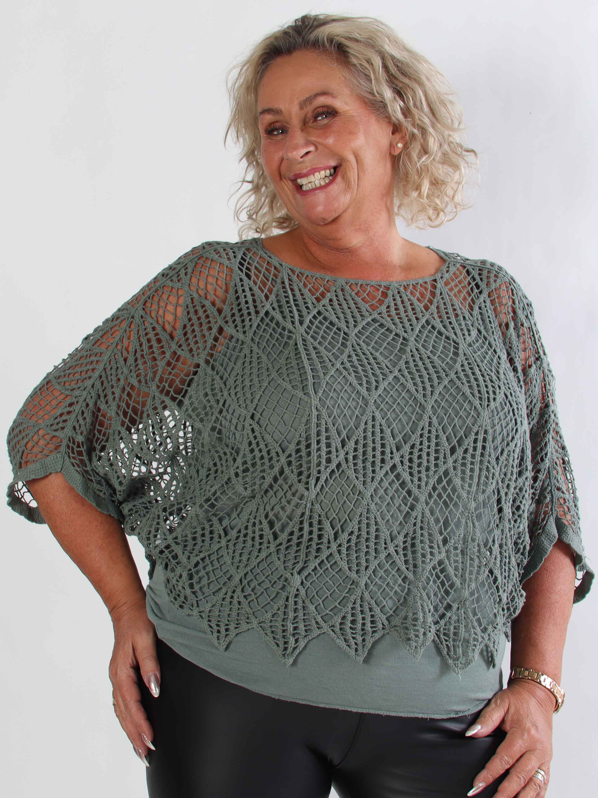 Kari - Hæklet plus size tunika med top i bomuld