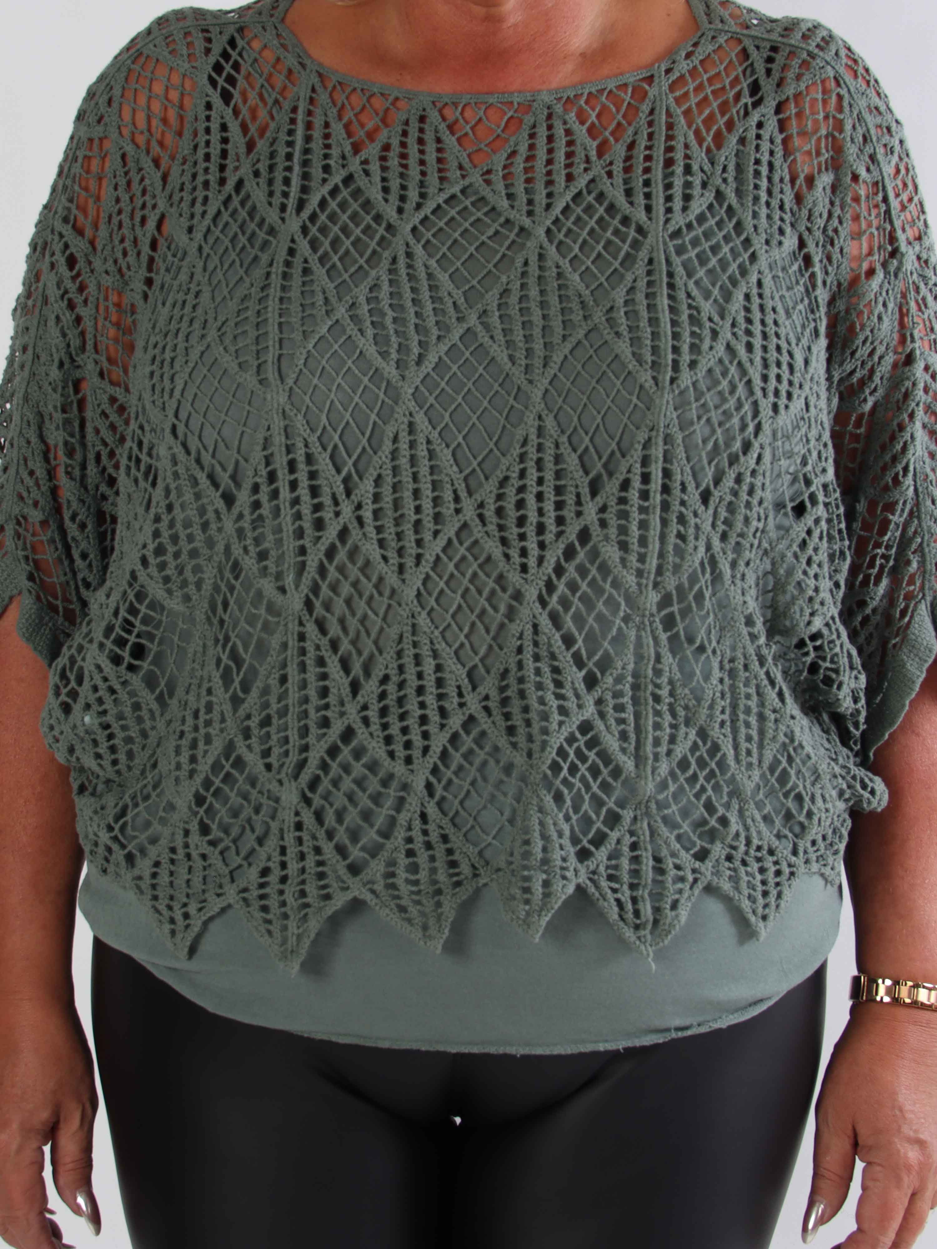 Kari - Hæklet plus size tunika med top i bomuld