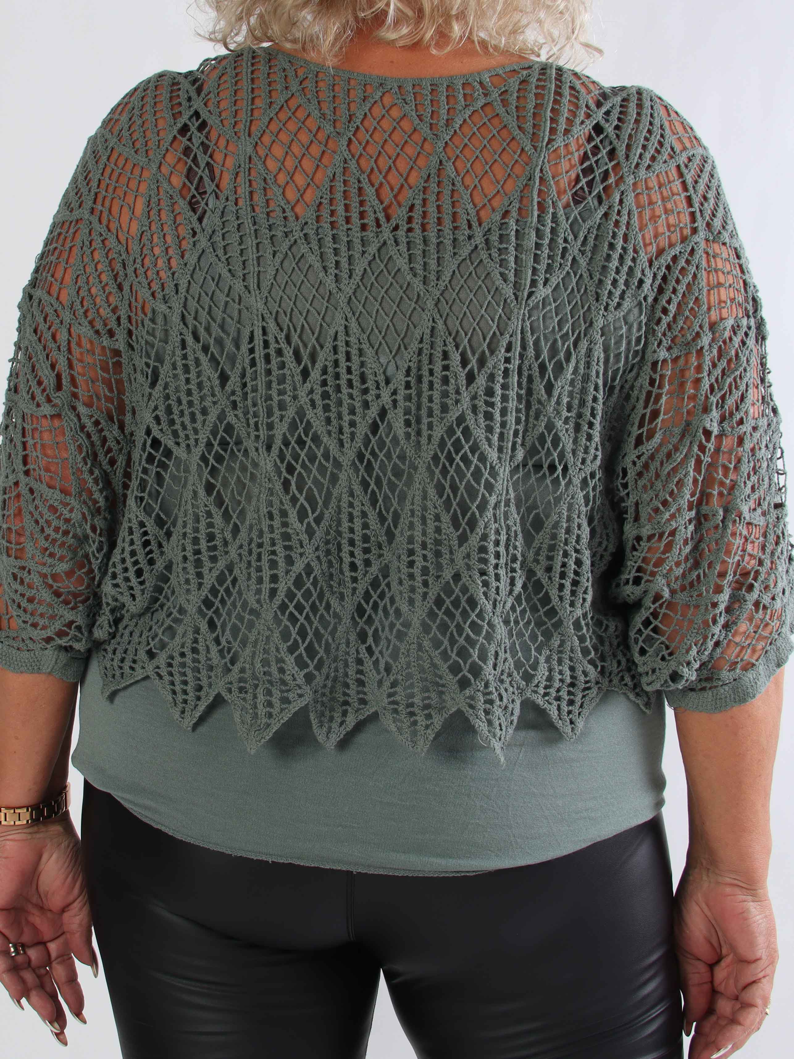 Kari - Hæklet plus size tunika med top i bomuld