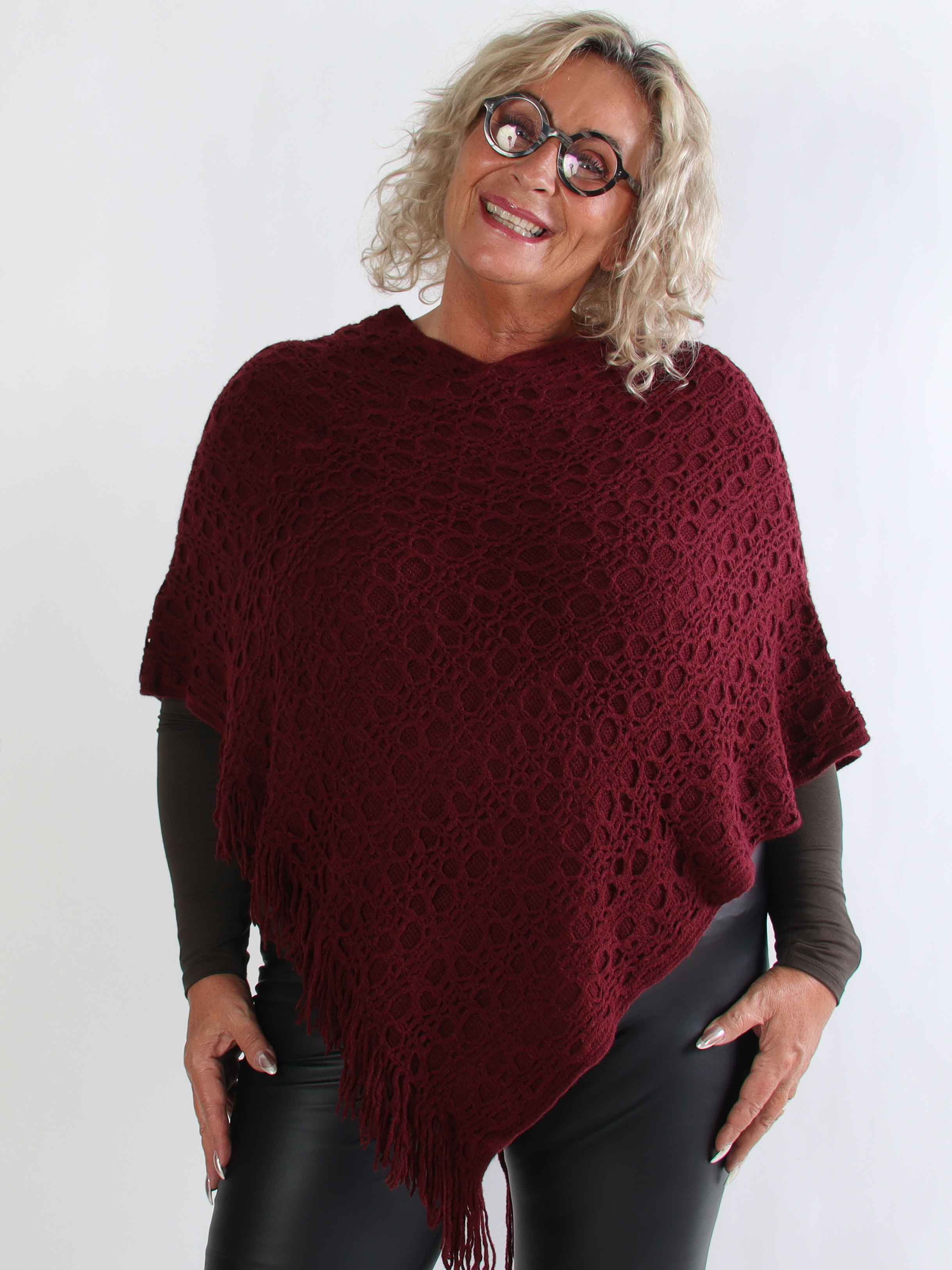 Opra - Blød mønstret plus size strikponcho