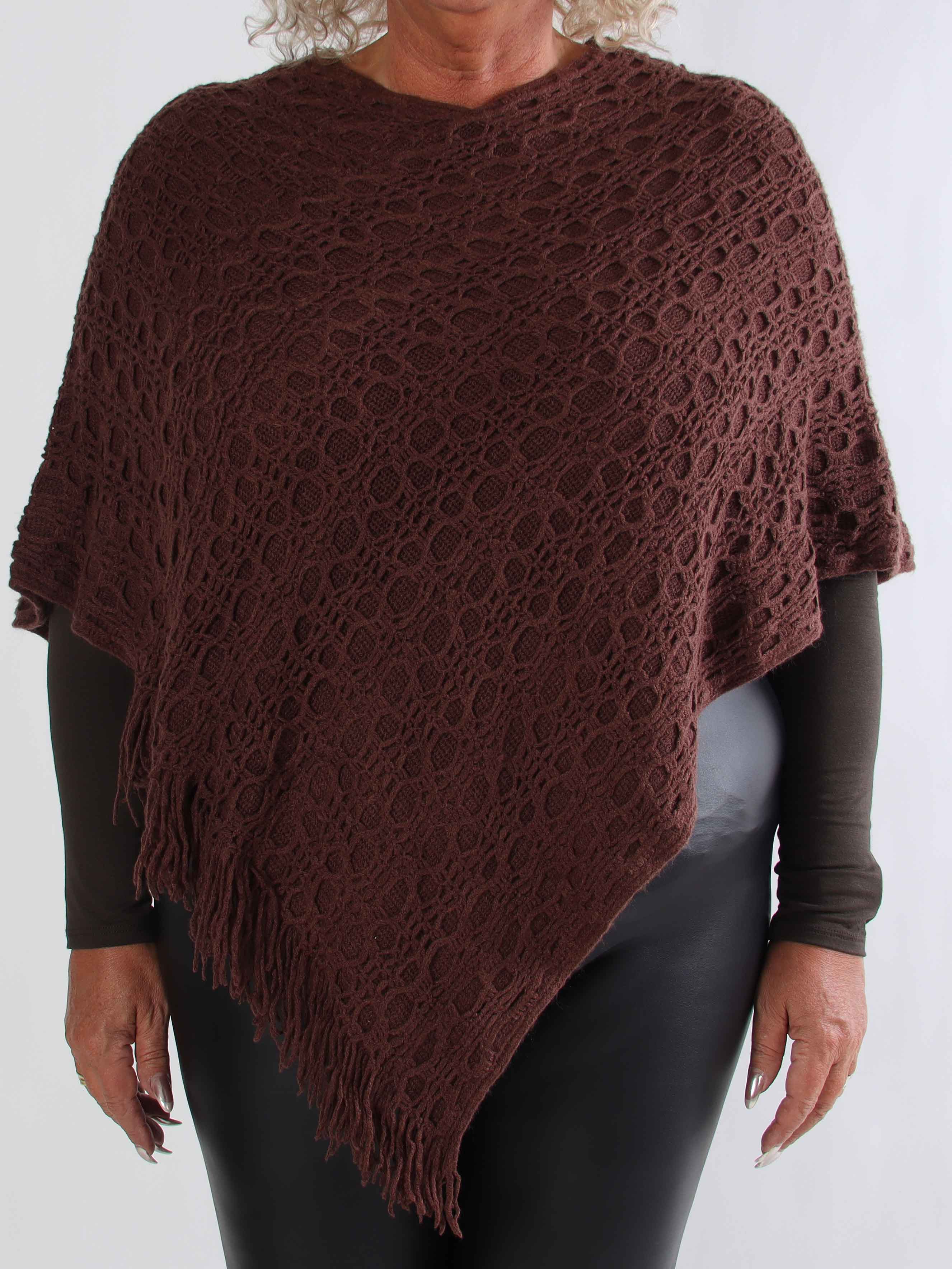 Opra - Blød mønstret plus size strikponcho