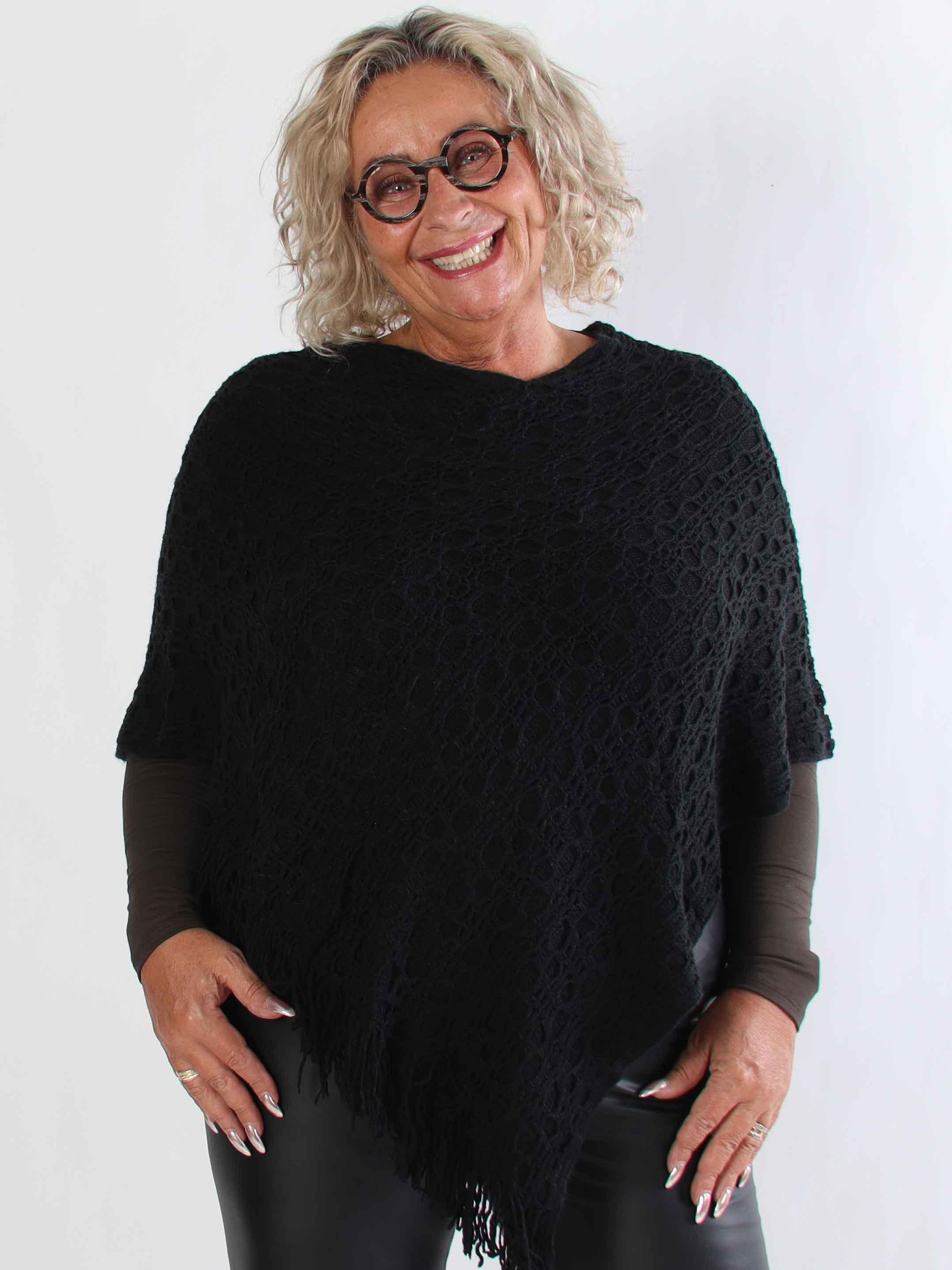 Opra - Blød mønstret plus size strikponcho