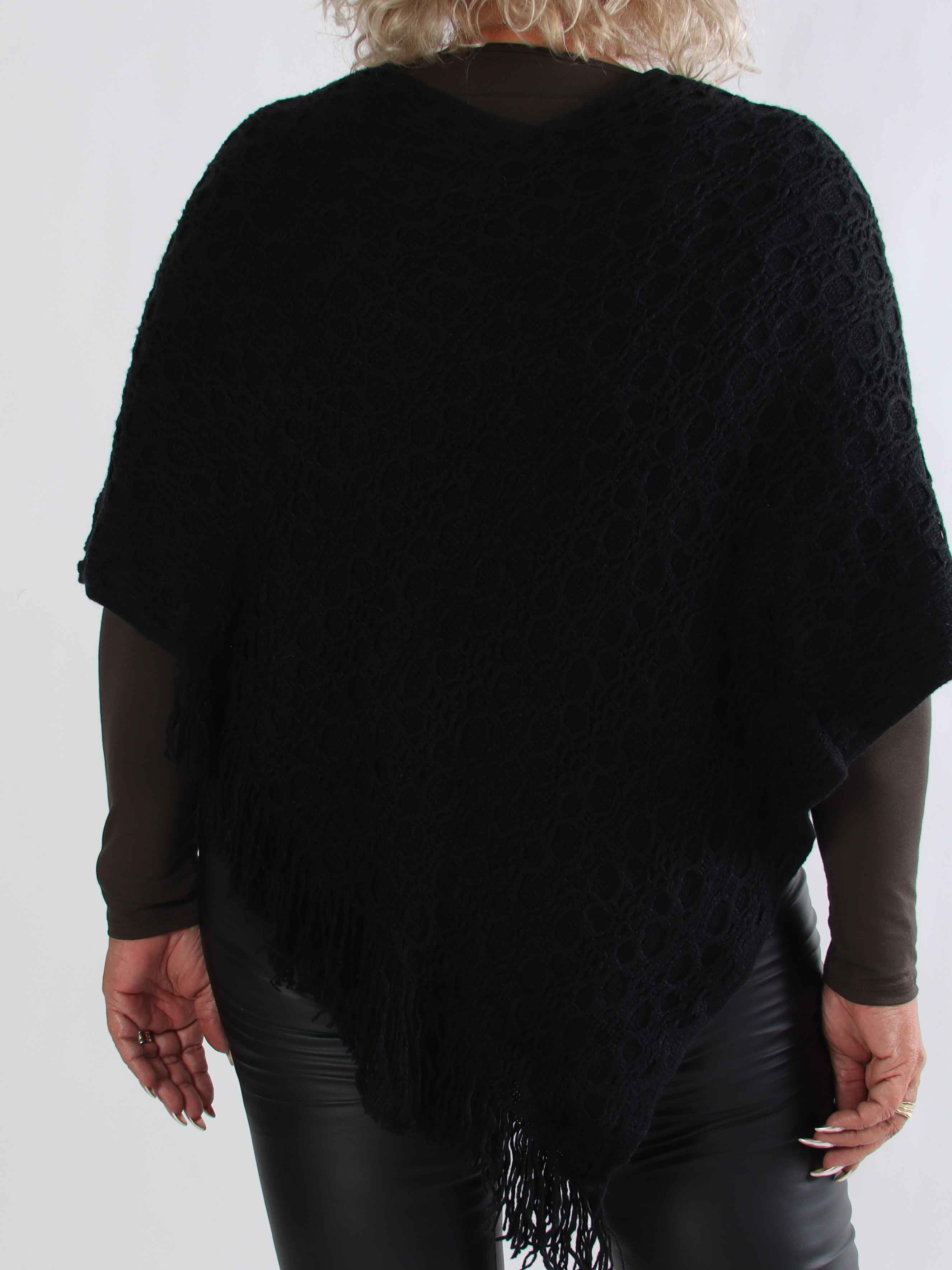 Opra - Blød mønstret plus size strikponcho