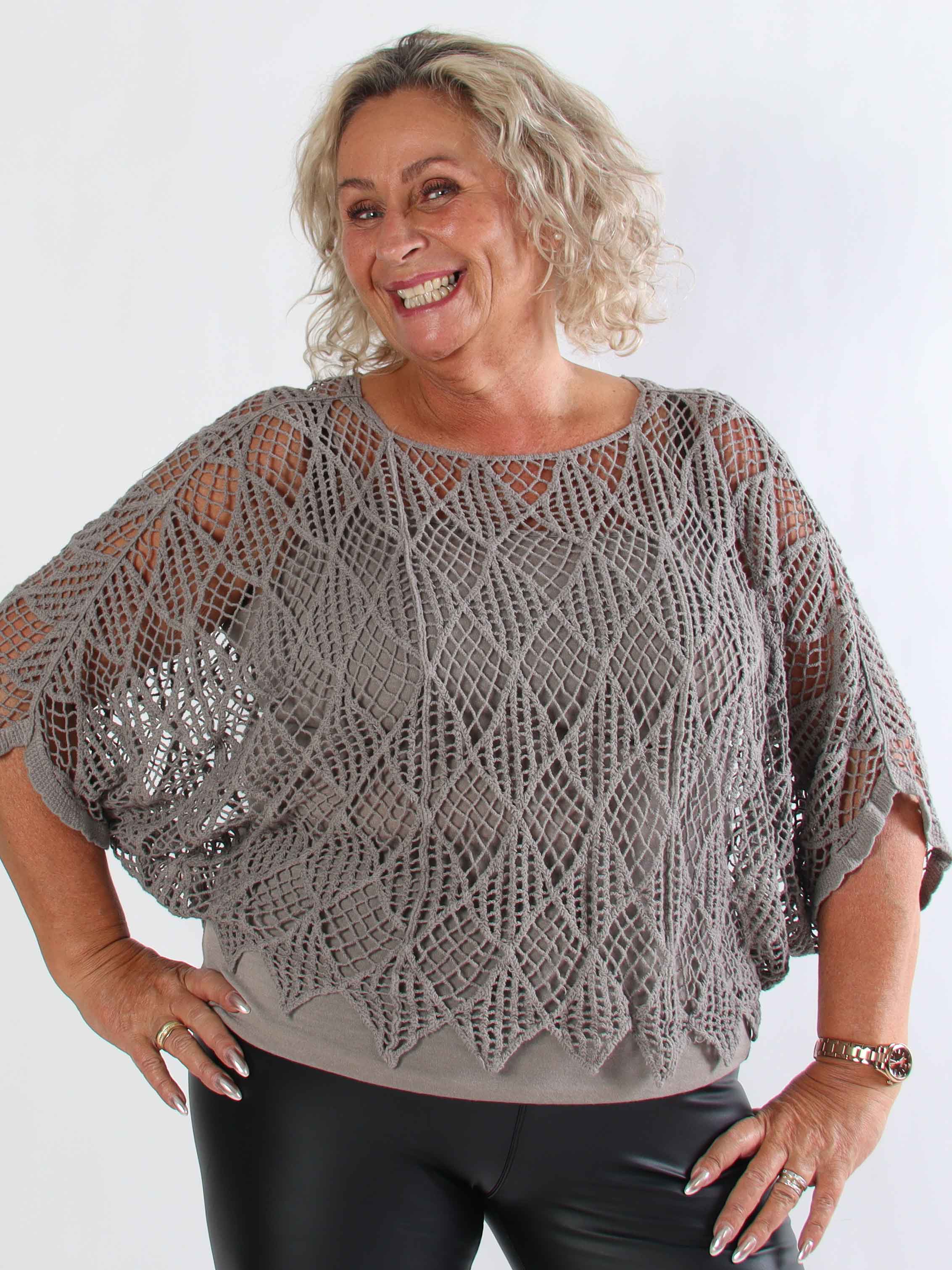 Kari - Hæklet plus size tunika med top i bomuld