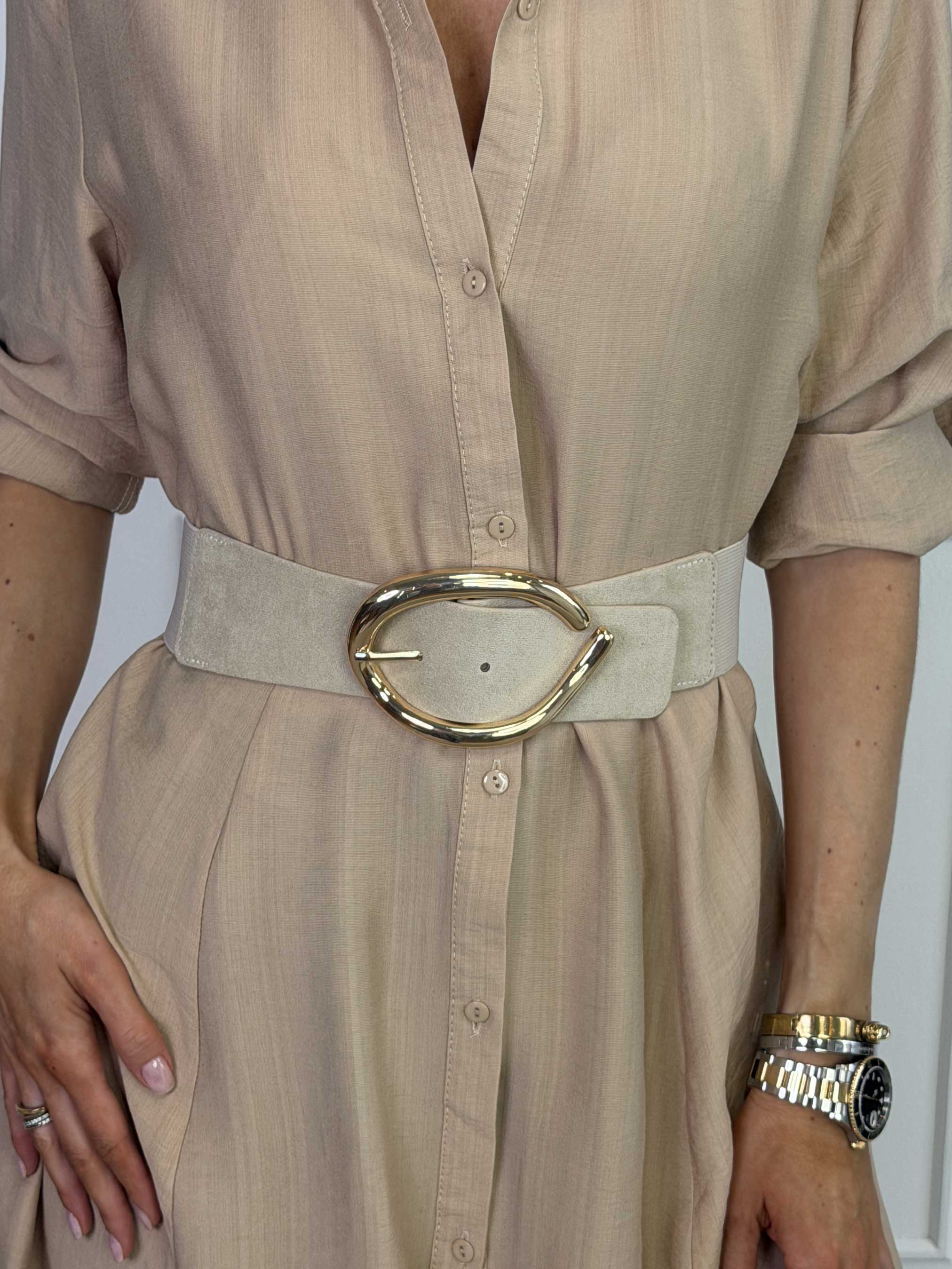 Kiki - Elastisk taljebælte med stort guld spænde