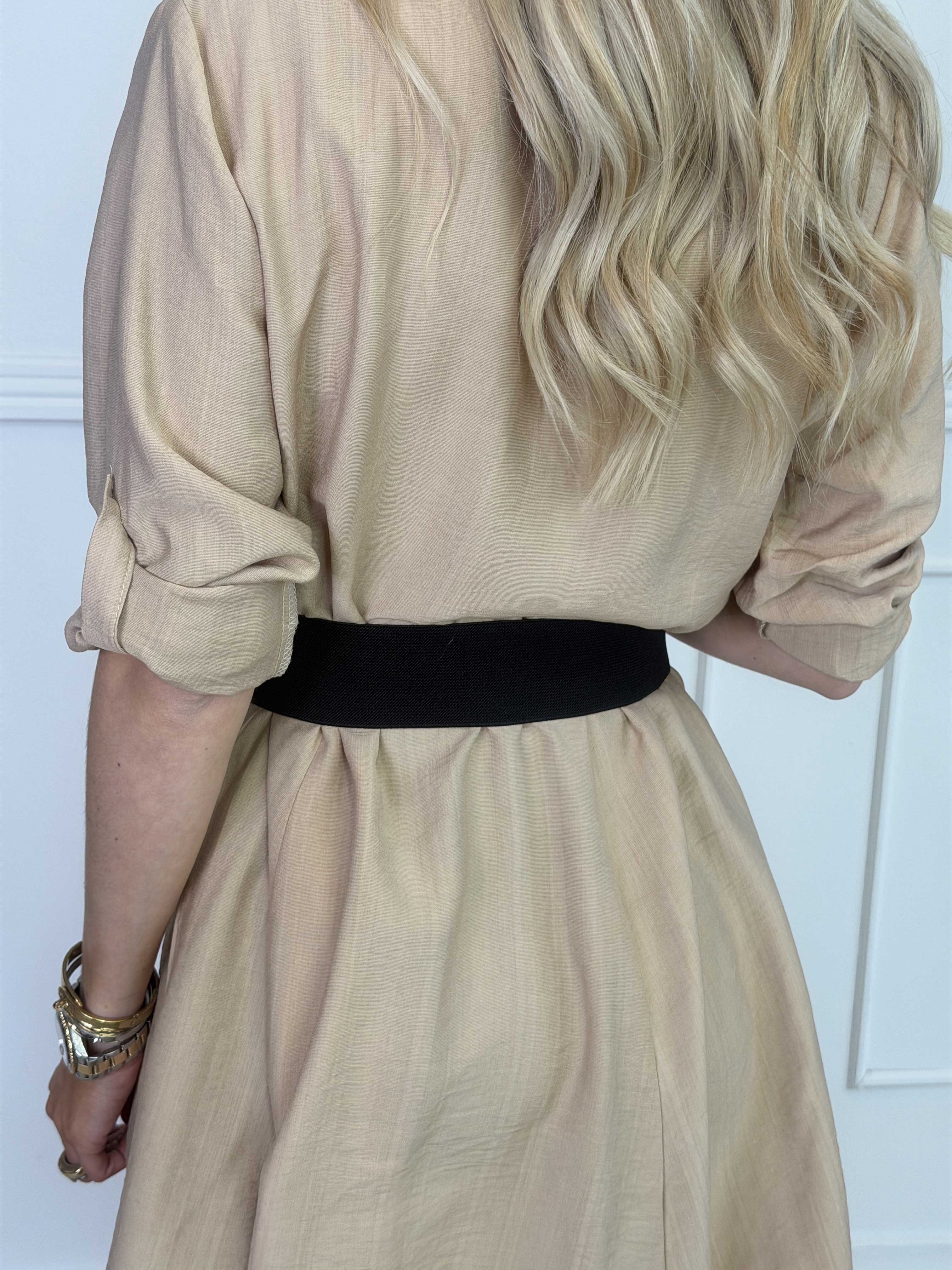 Kiki - Elastisk taljebælte med stort guld spænde