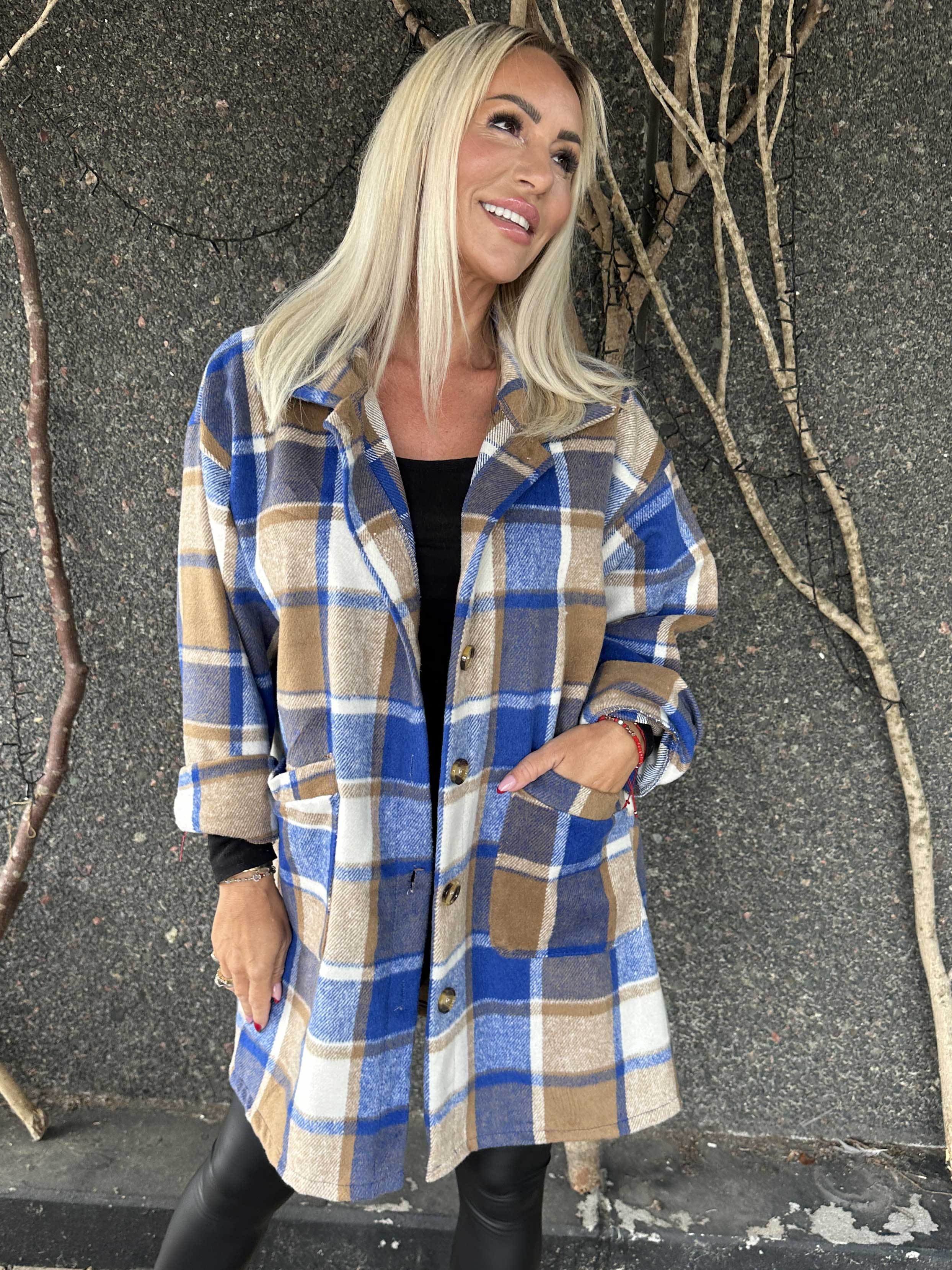 Lagos - Blød ternet skjortejakke i viskose