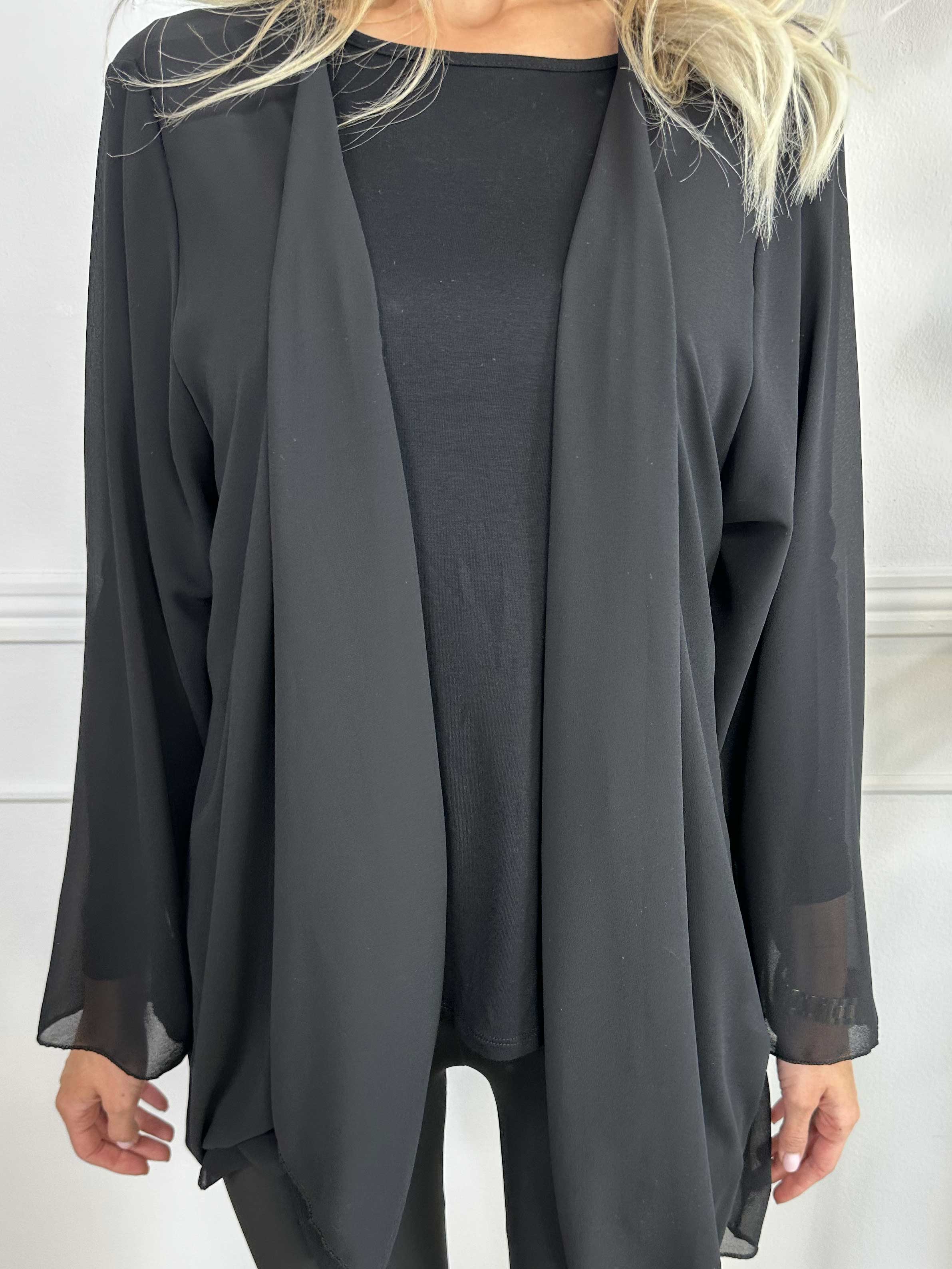 Layla - Kort let cardigan i chiffon