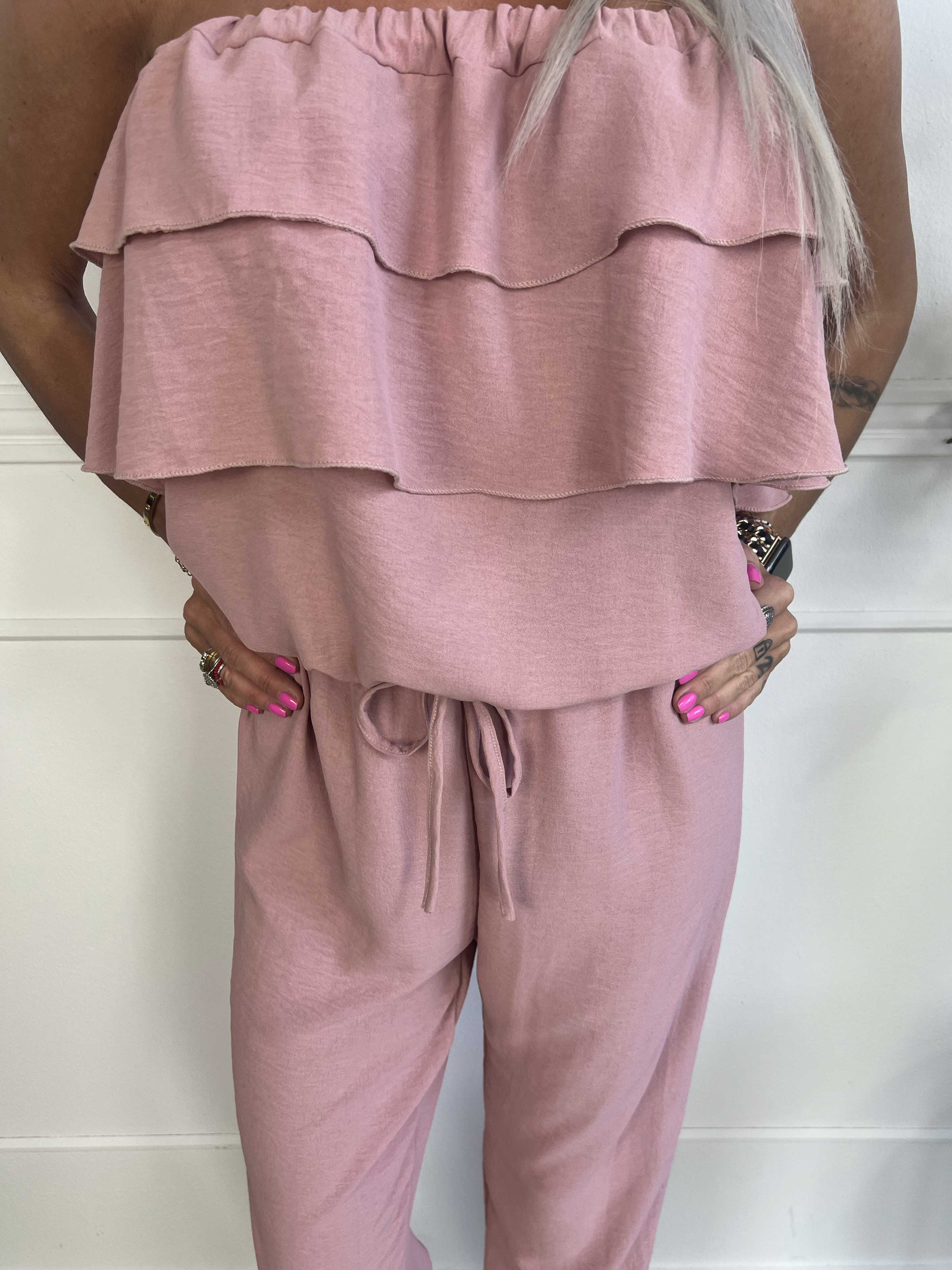 Loulou - Buksedragt med flæser og elastikkant