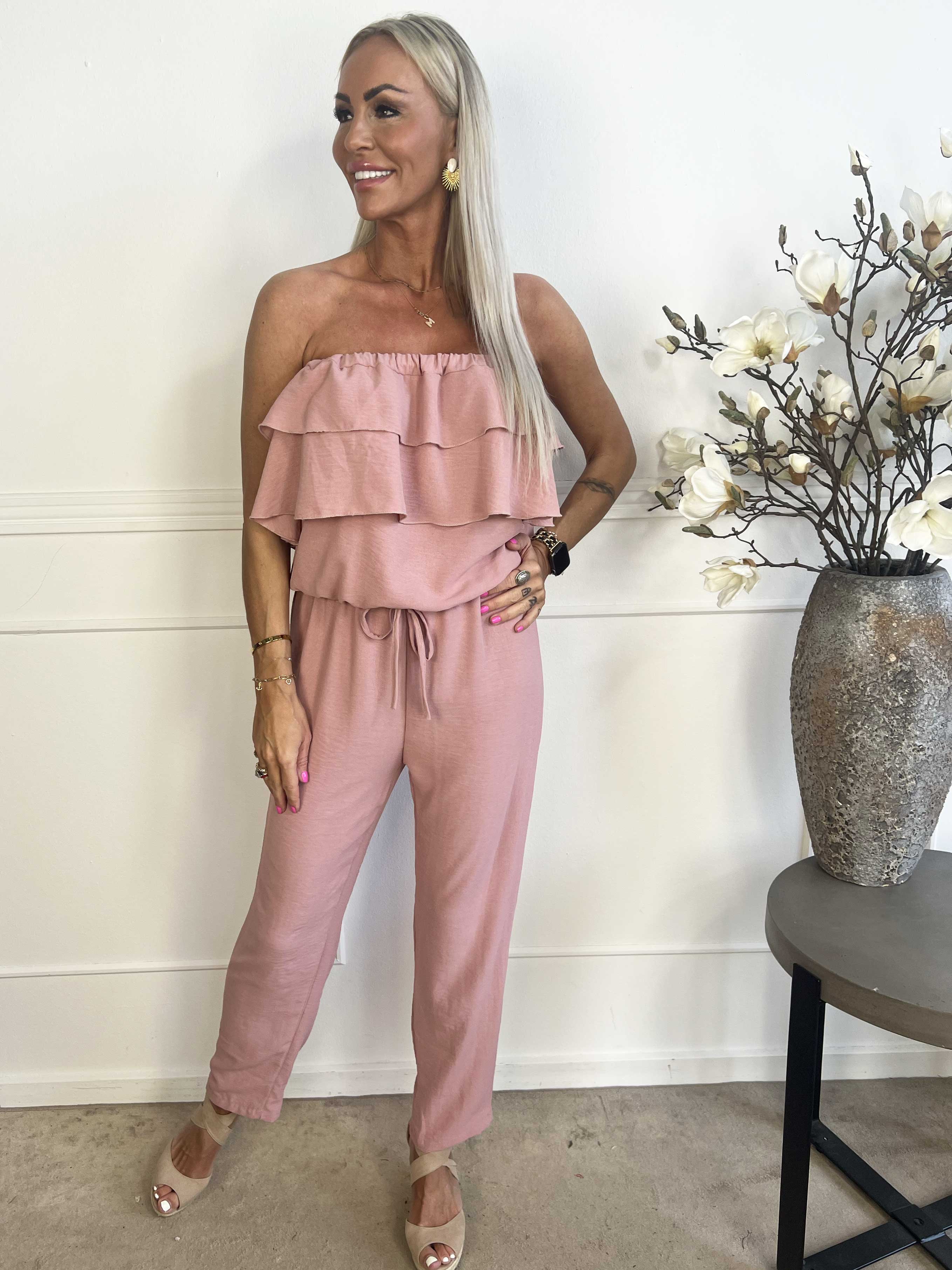 Loulou - Buksedragt med flæser og elastikkant