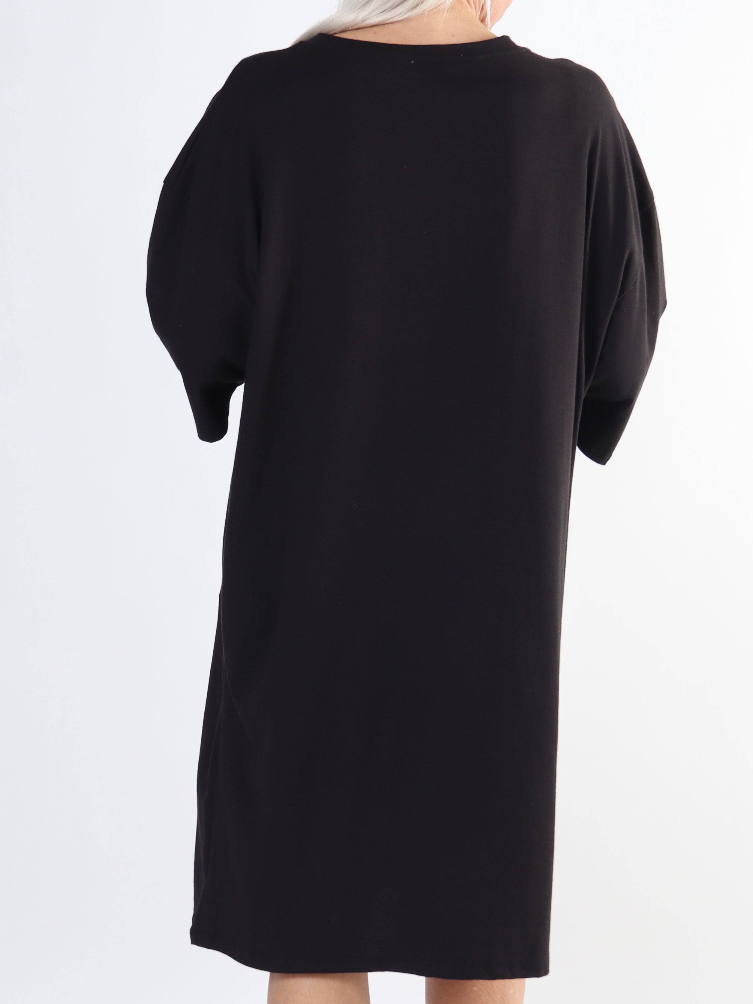 Love - Plus size t-shirtkjole i bomuld med skrift og hjerter