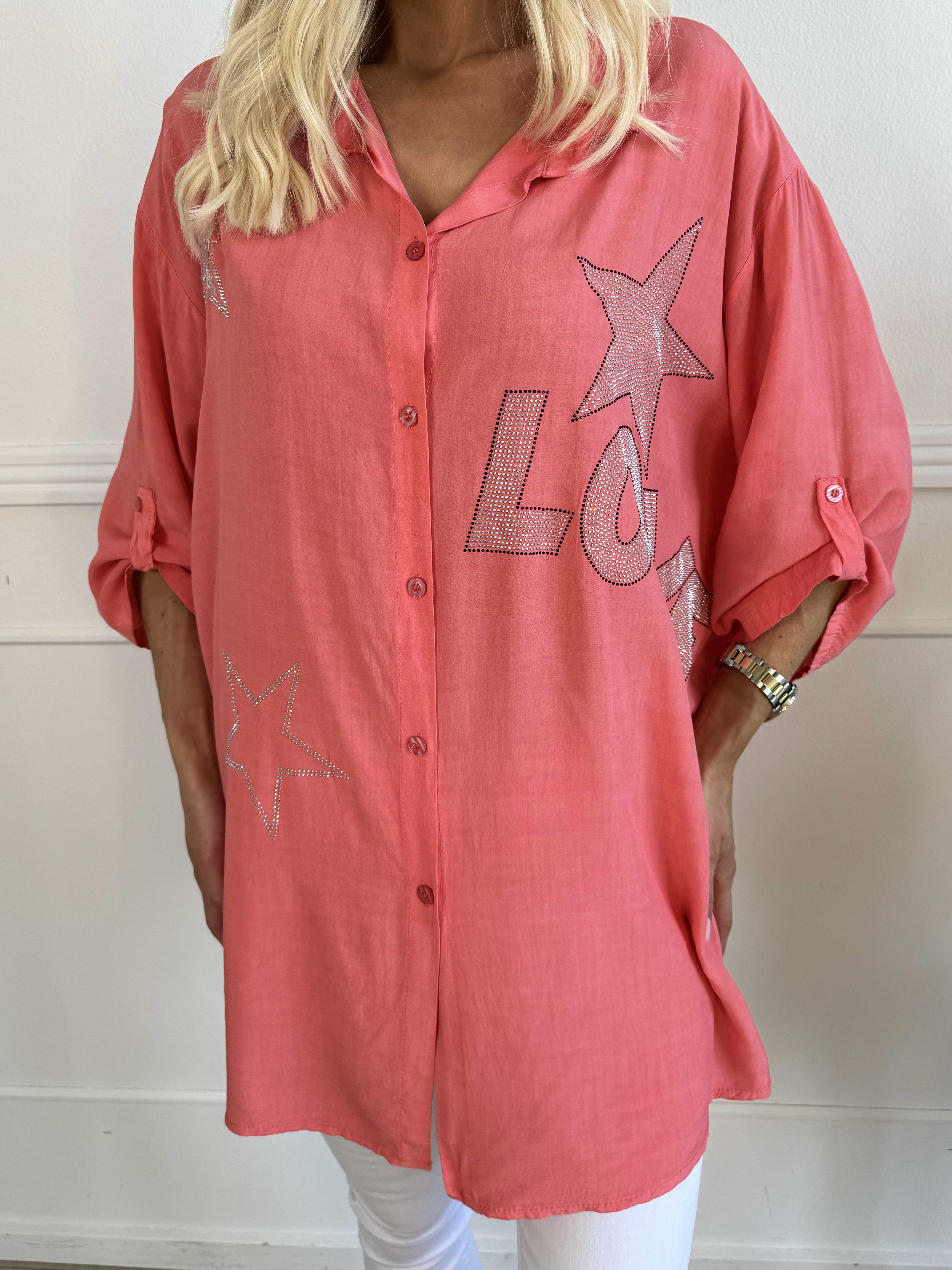 Love - Skjorte i viskose med similisten og stjerner