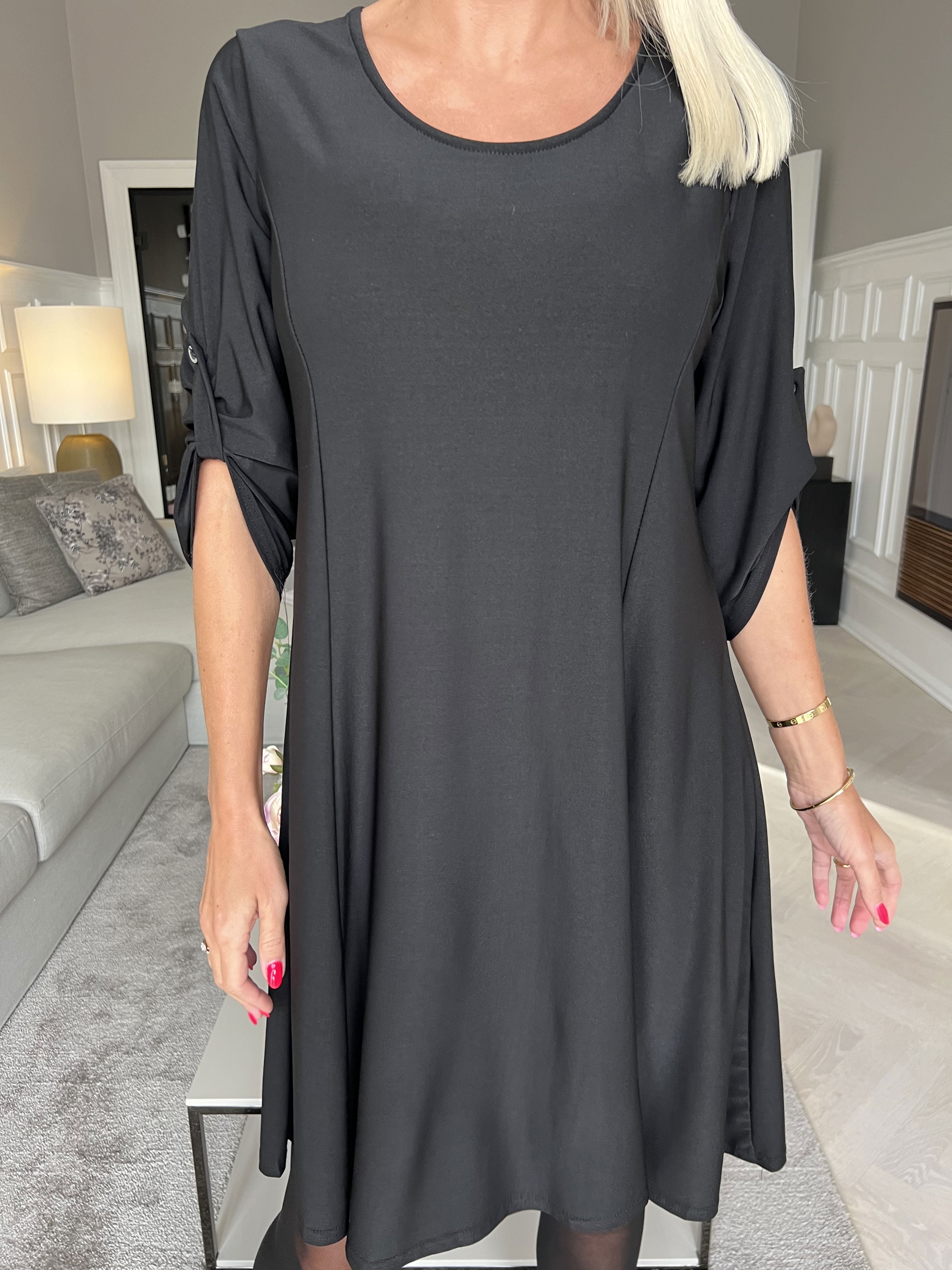 Maj Plain L/S - Elastisk ensfarvet kjole