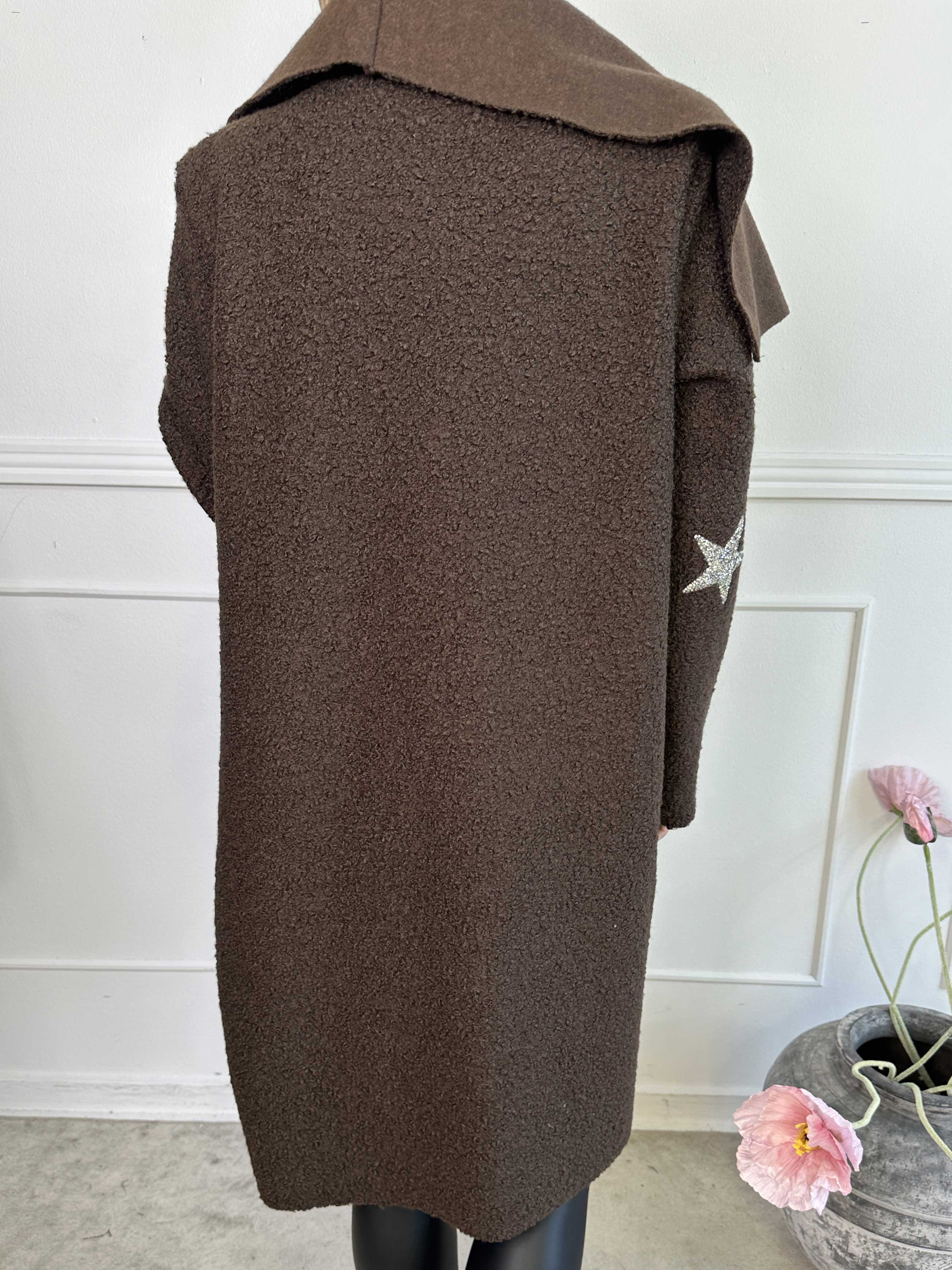 Malfrid - Frakke i blød teddy med shiny stjerner