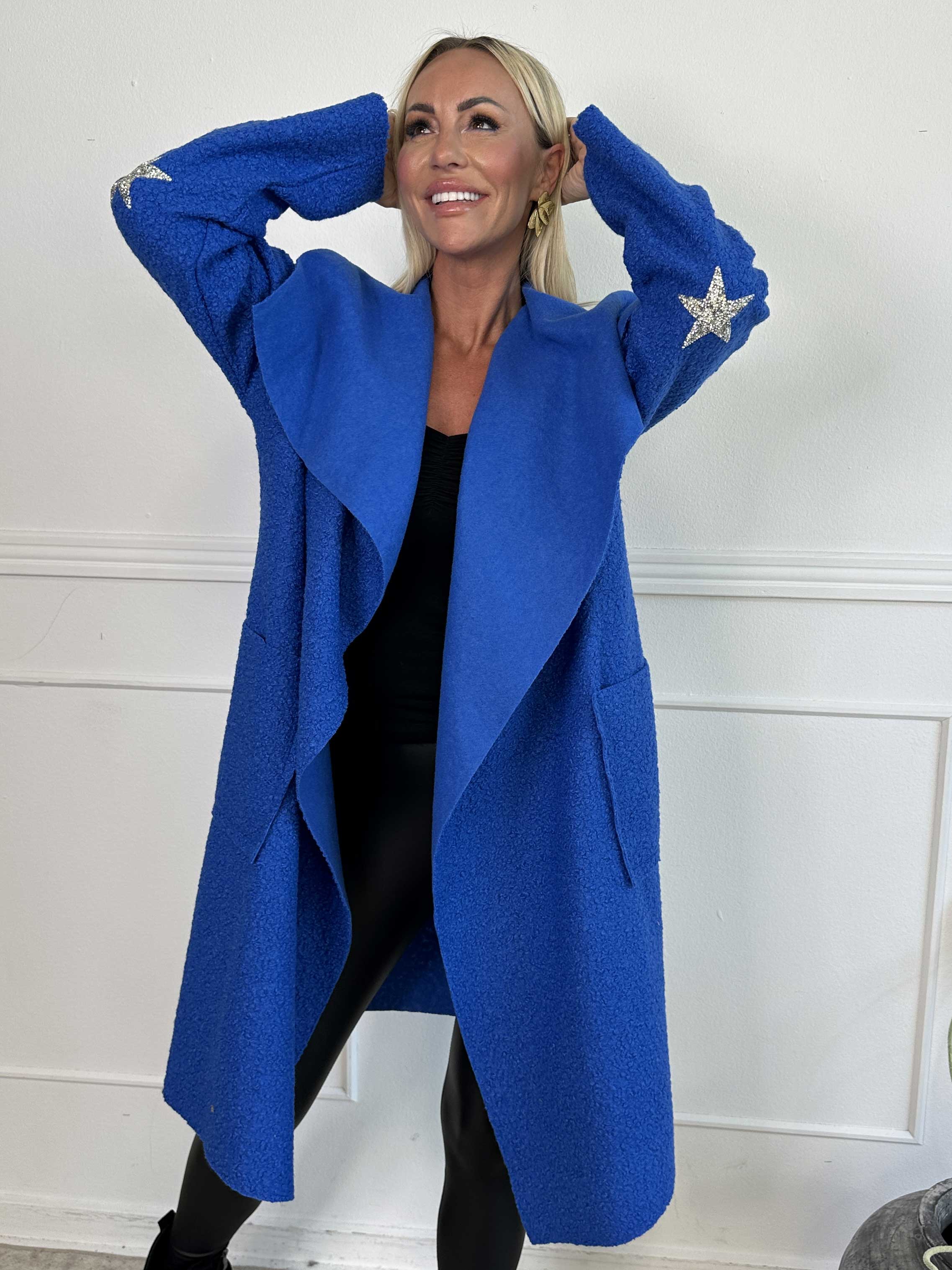 Malfrid - Frakke i blød teddy med shiny stjerner