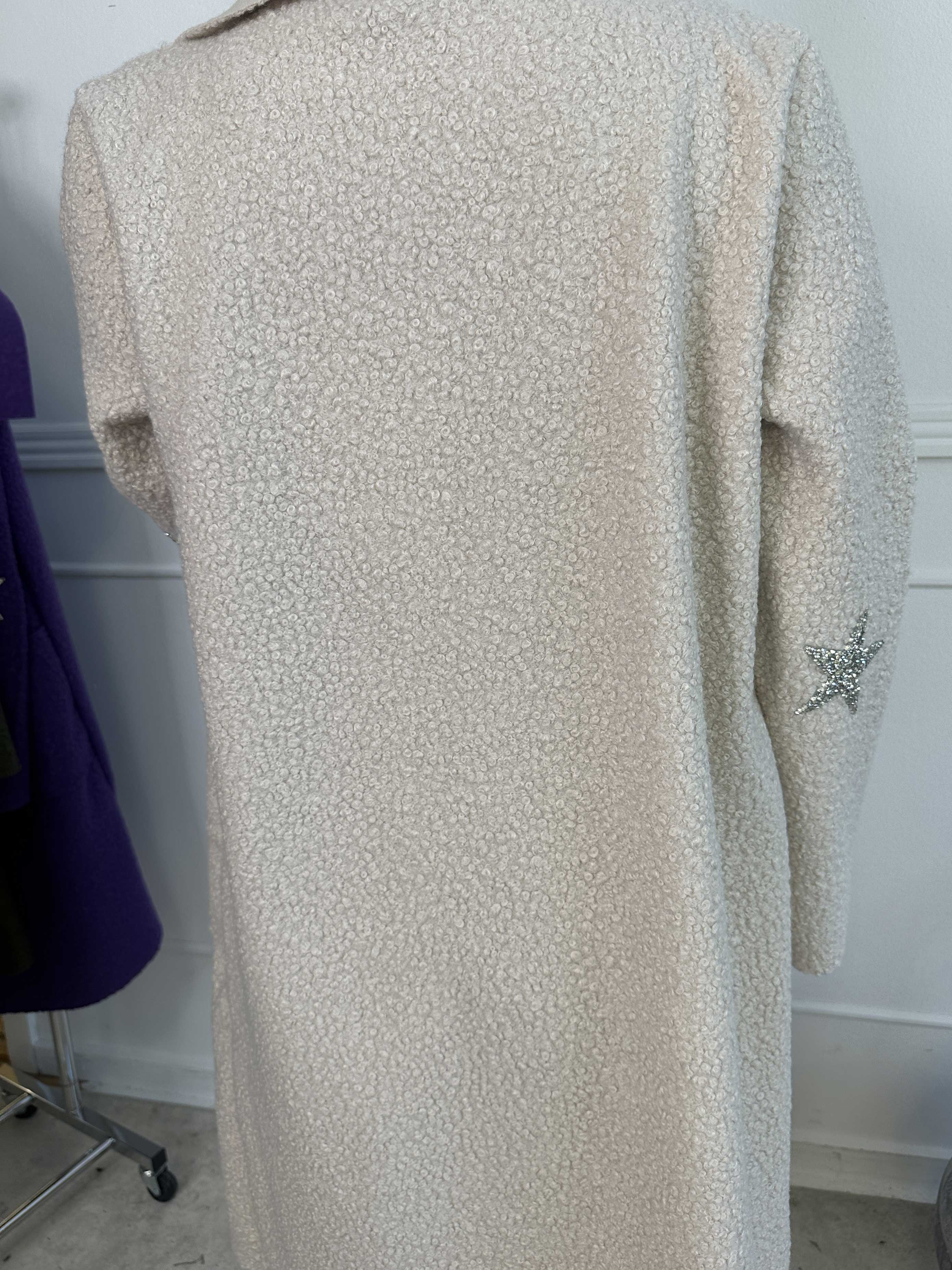 Malfrid - Frakke i blød teddy med shiny stjerner