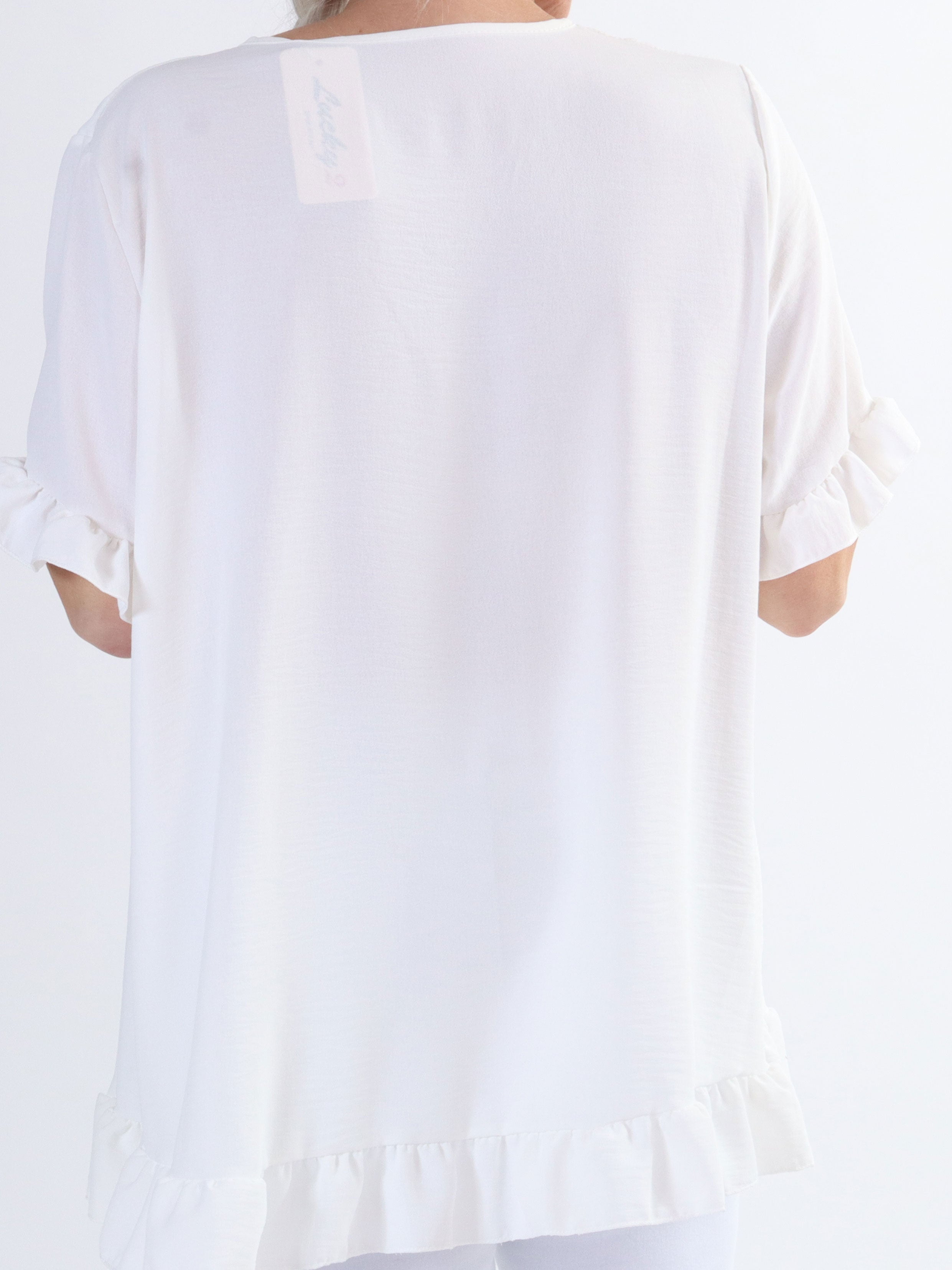 Mio - Sød plus size tunika med flæsekanter