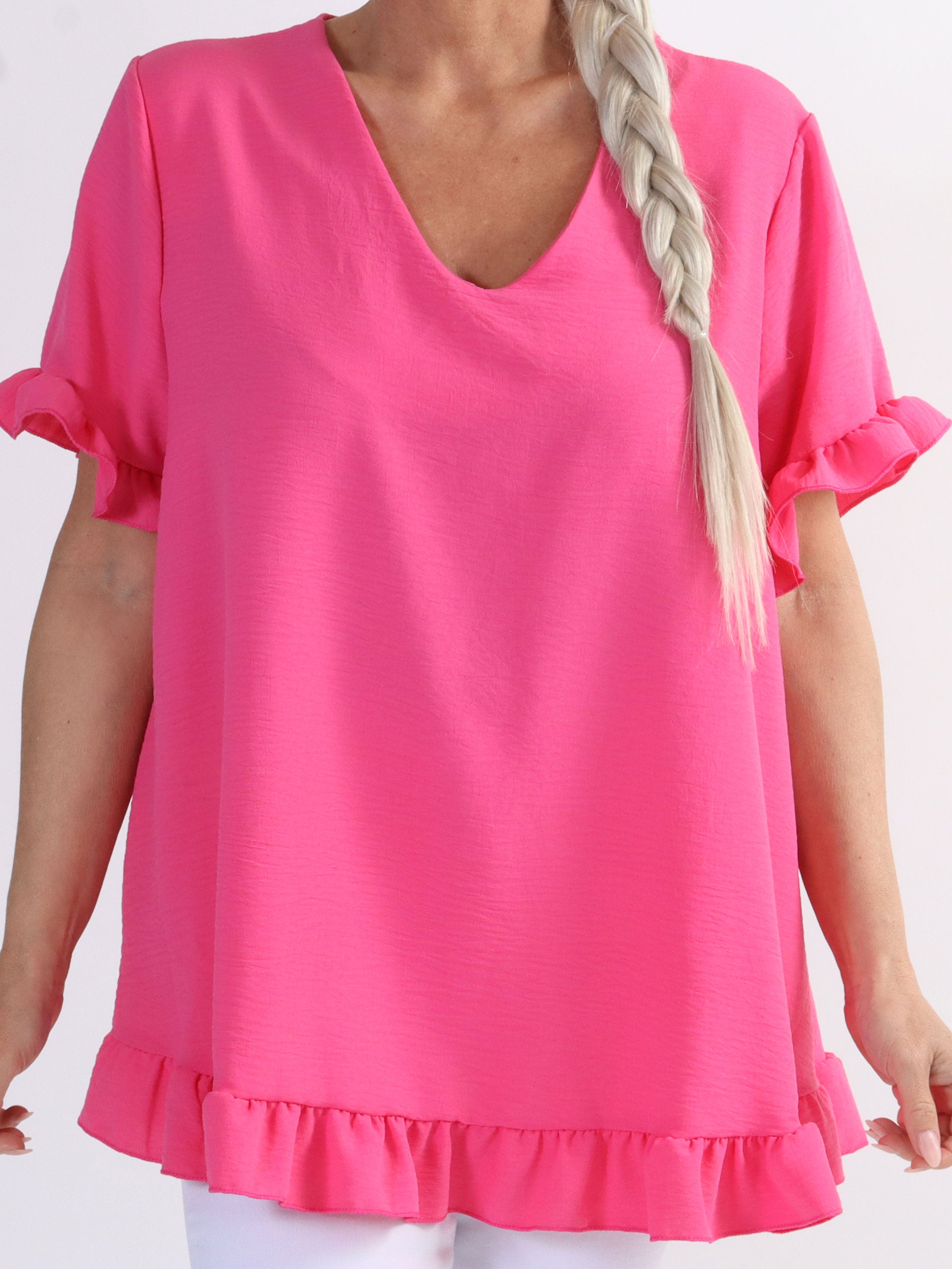 Mio - Sød plus size tunika med flæsekanter