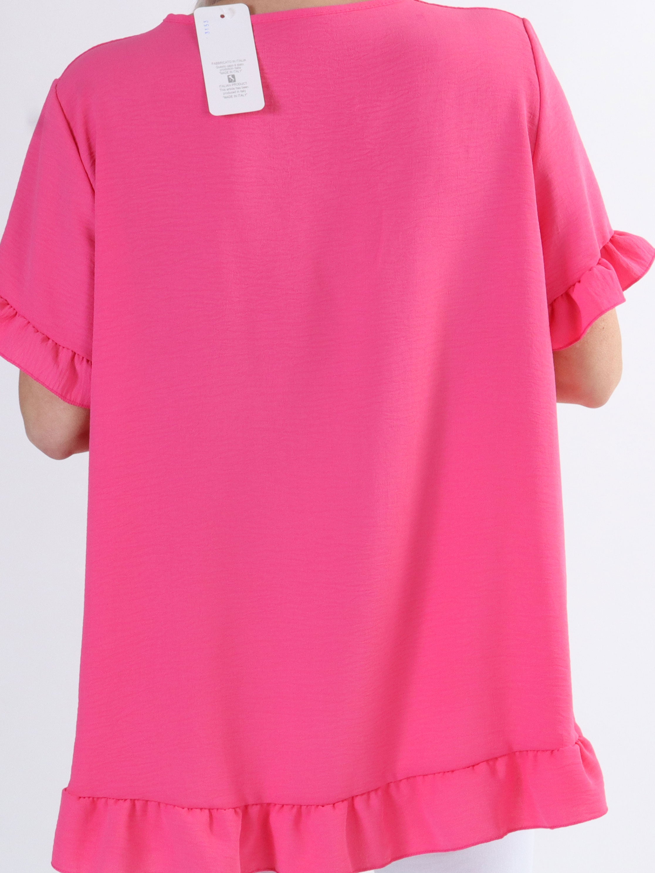 Mio - Sød plus size tunika med flæsekanter