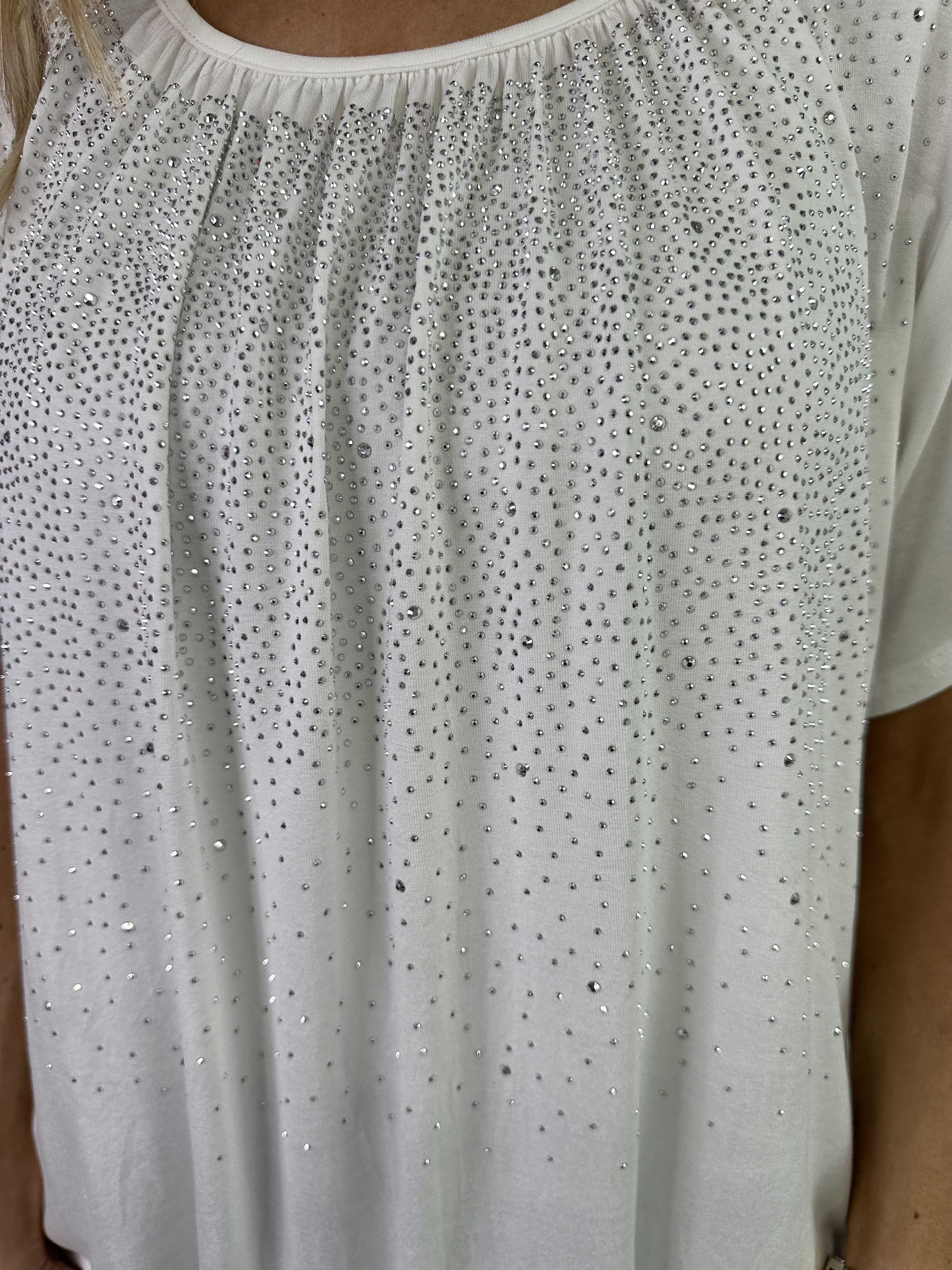 Miracle Crystal T-shirt - Blød bluse i viskose med similisten