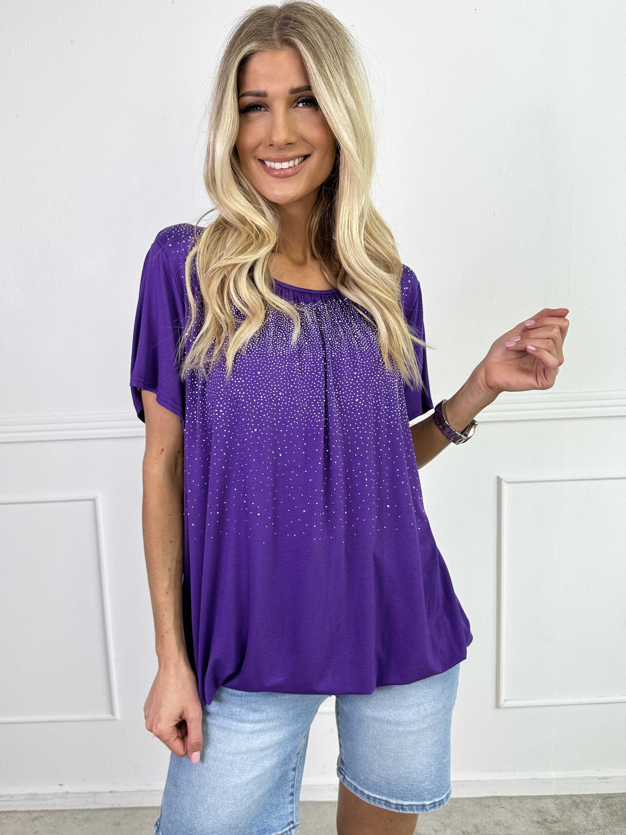 Miracle Crystal T-shirt - Blød bluse i viskose med similisten